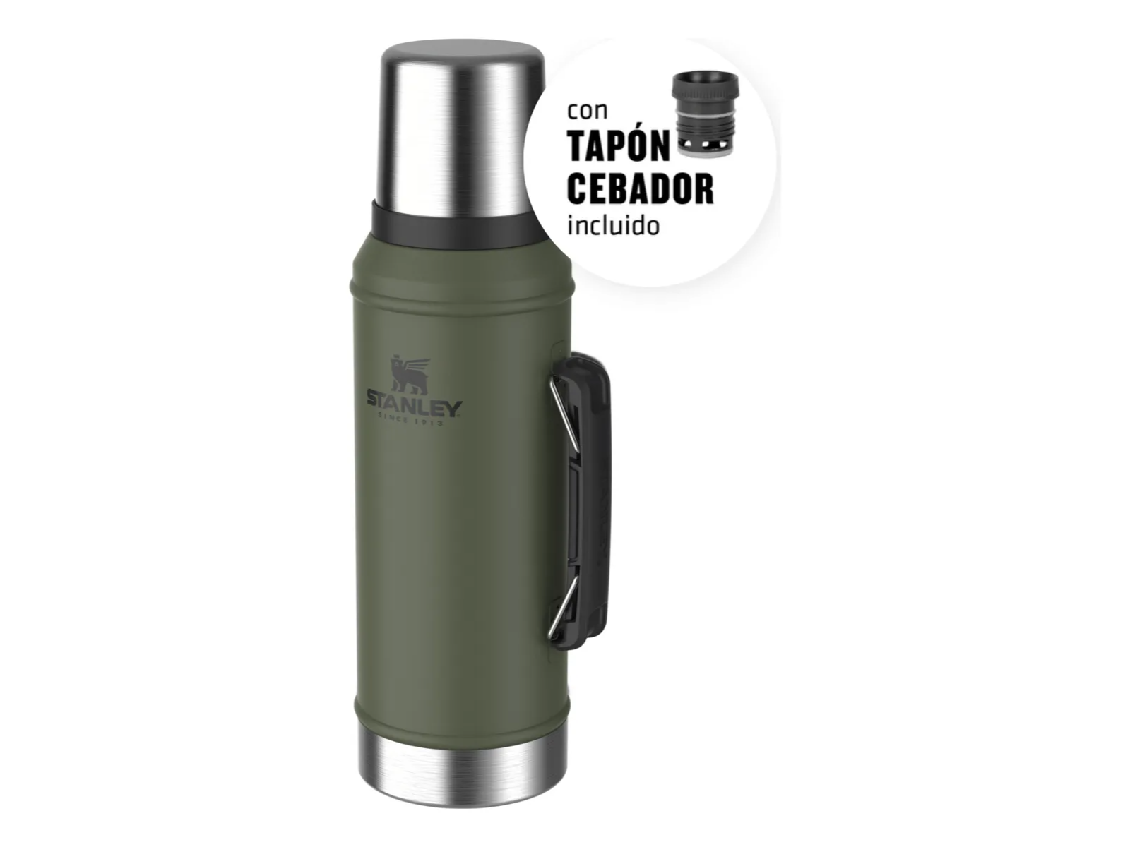 Termo Clasico 950 Ml C/ Manija Y Tapon Cebador
