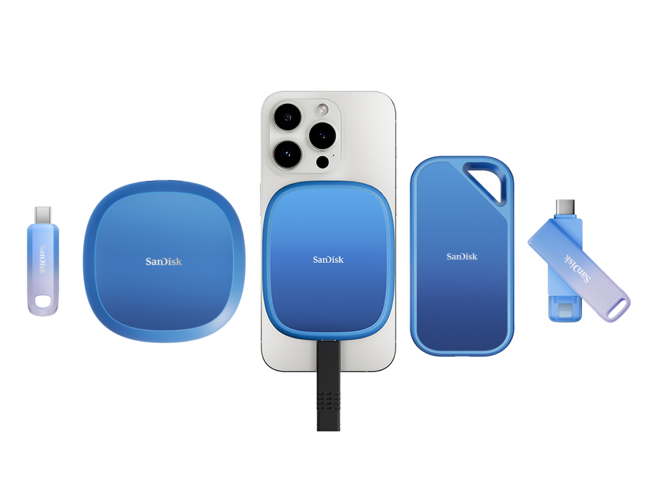 Unidad SSD externa portátil Sandisk Creator Phone de 1 TB / USB-C 3.2 - Azul