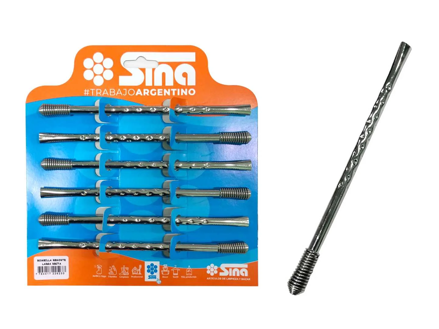 Bombilla resorte larga recta