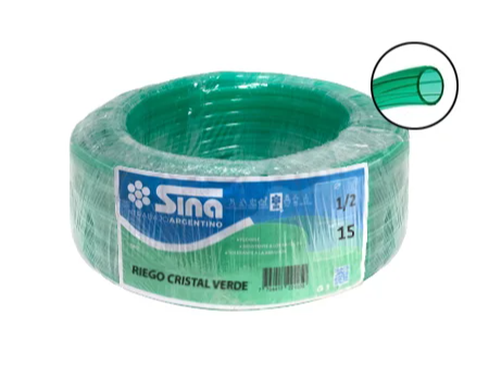 Manguera cristal verde 1/2 x15 - Sina riego