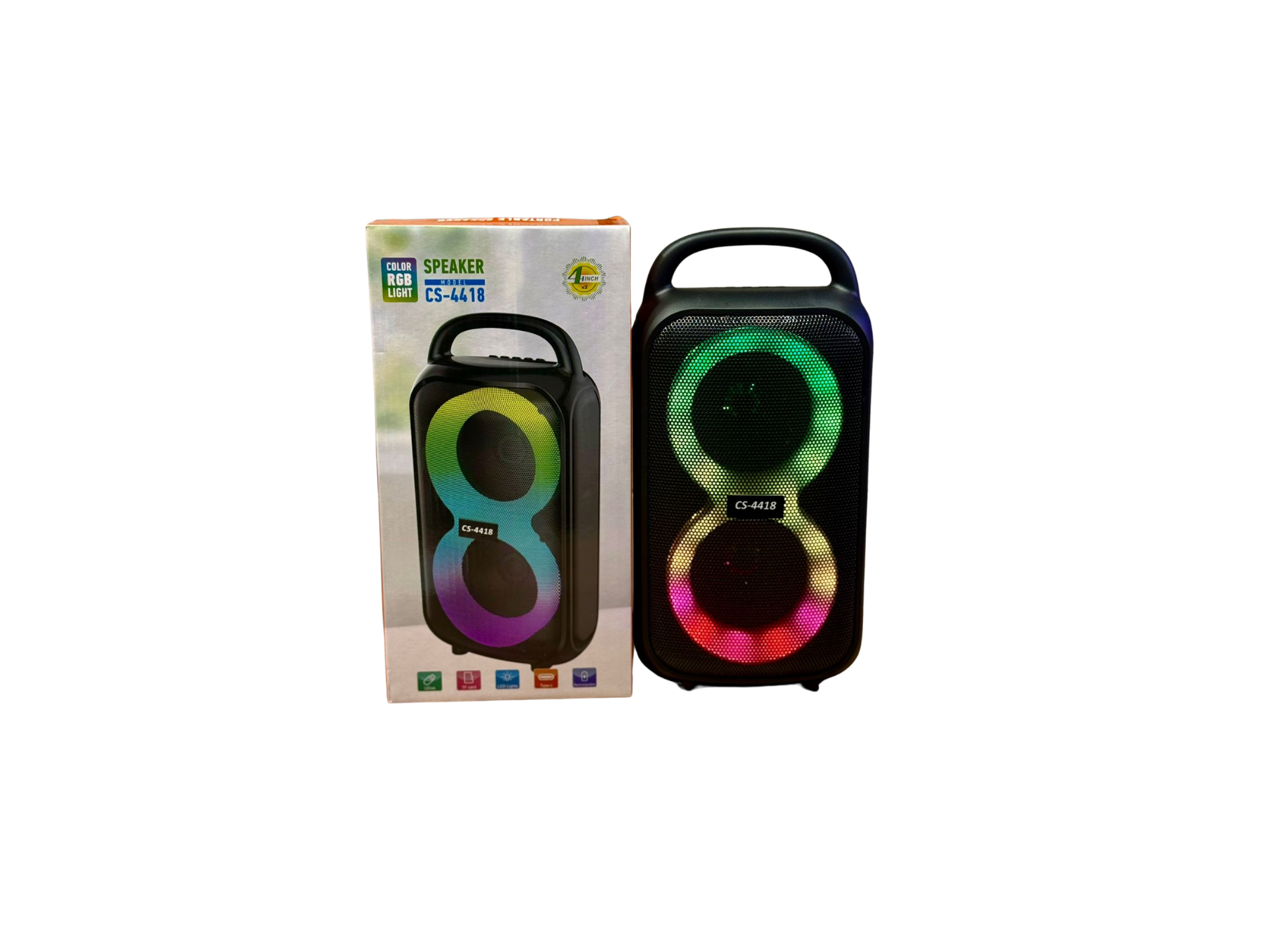 Parlante Bluetooth 4” con luces intercambiables