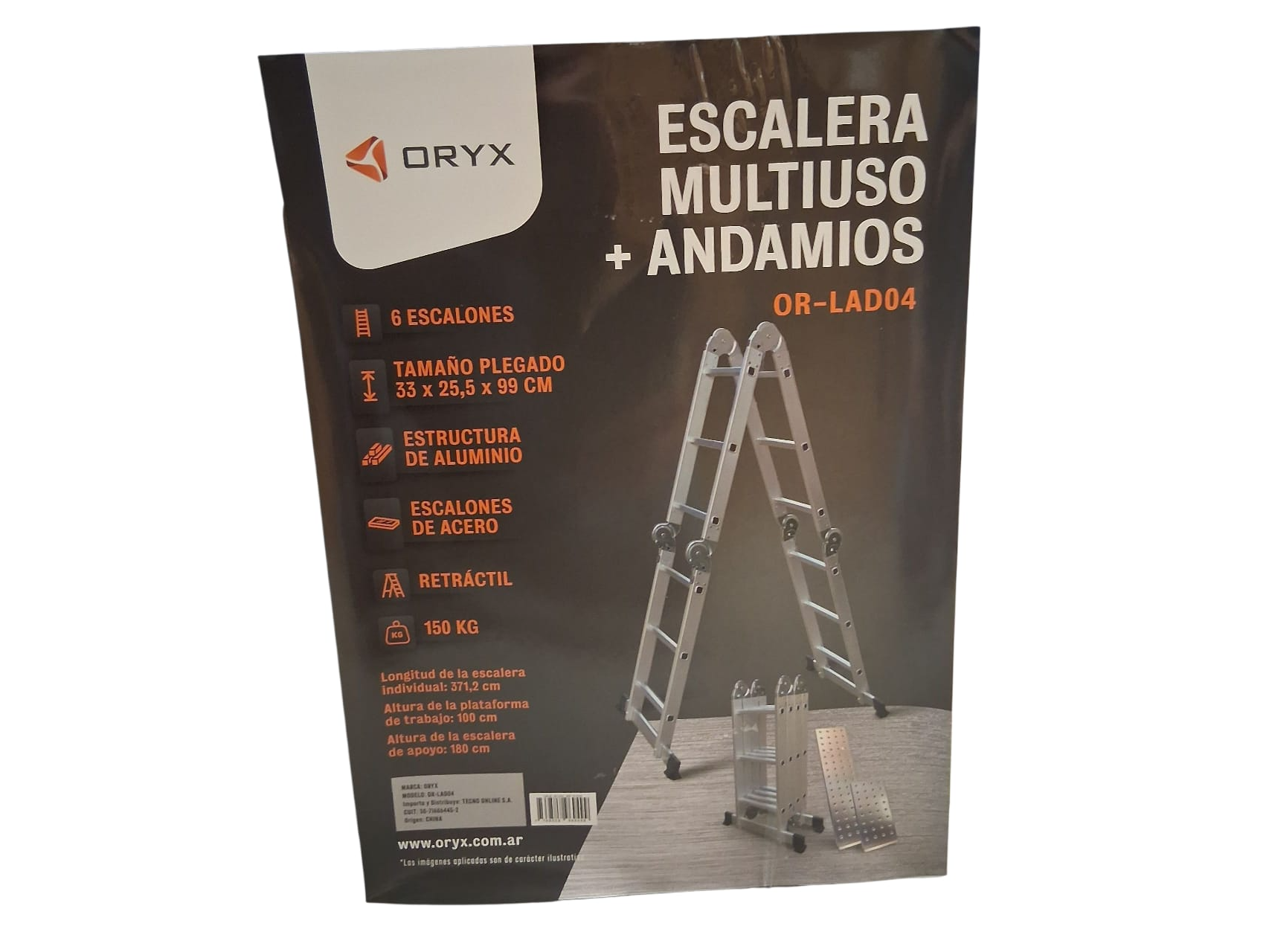 Escalera de aluminio con andamio