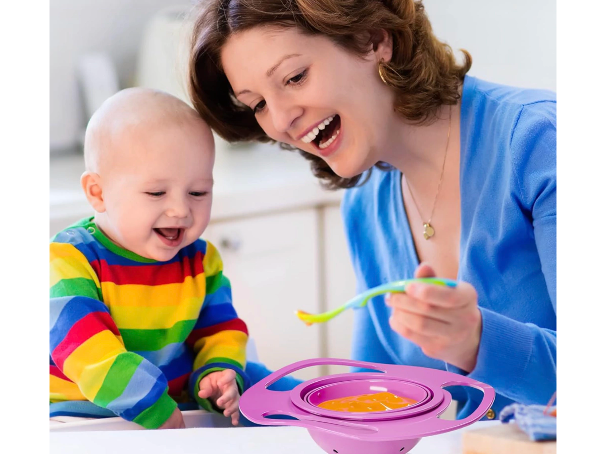 Plato Comida Bebes Antivuelco Giratorio Antiderrame