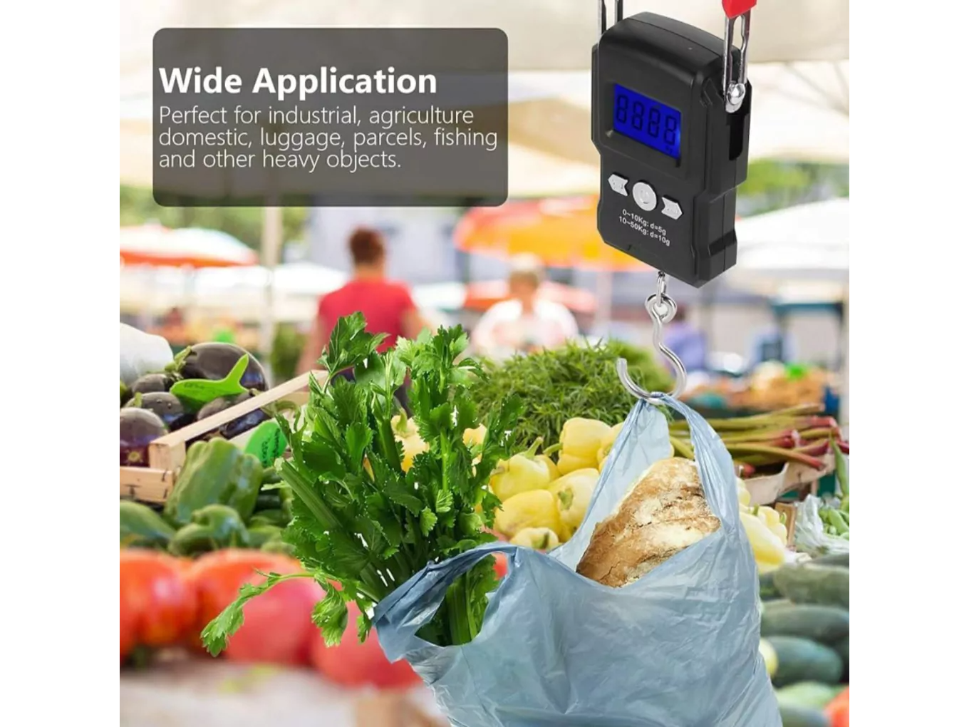 Balanza Digital Portátil de mano para viaje pesca 50kg