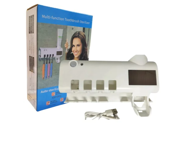 Porta Cepillo Dental C/esterilizador Luz Uv Recargable Solar