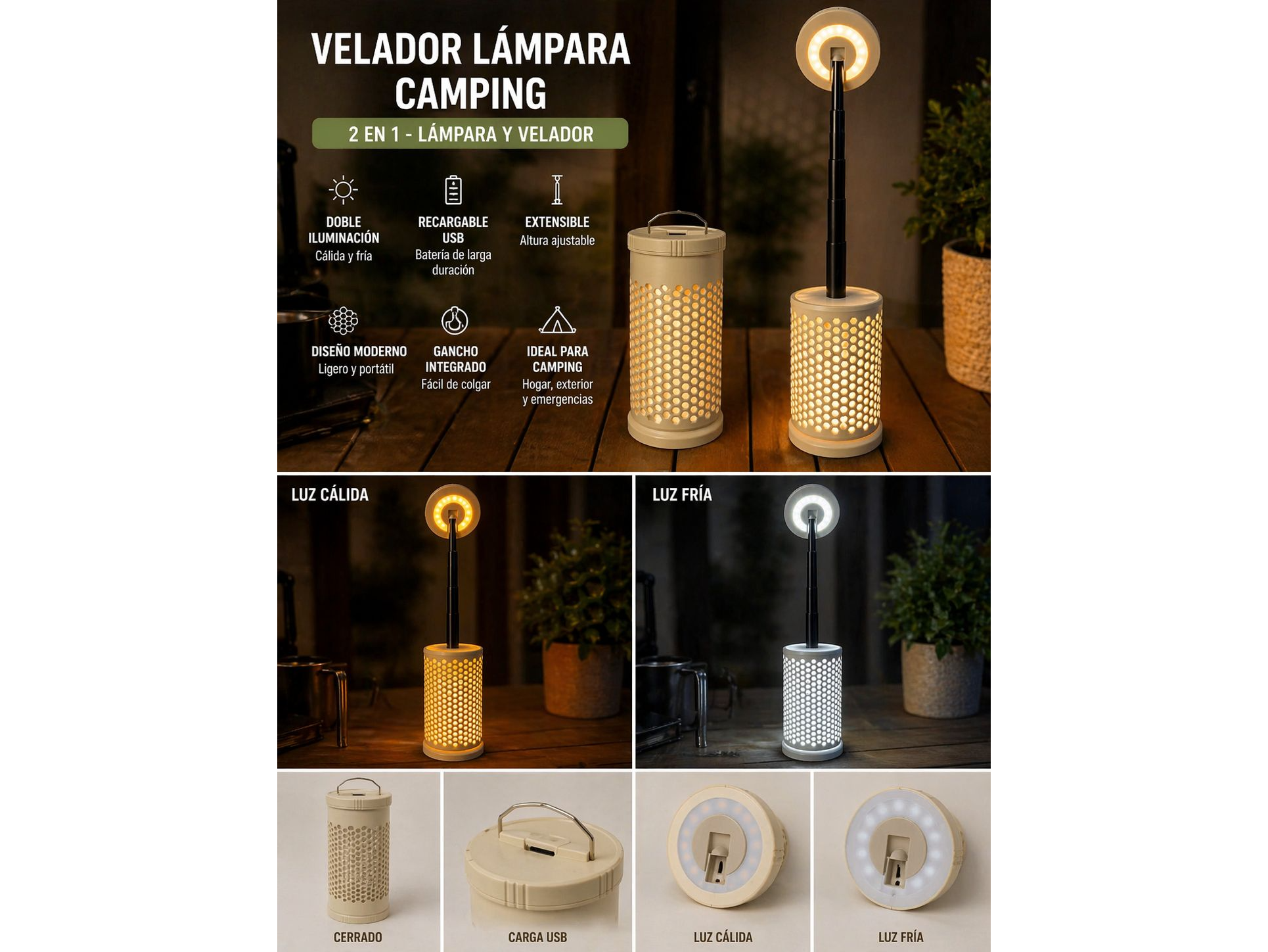 Velador lampara camping