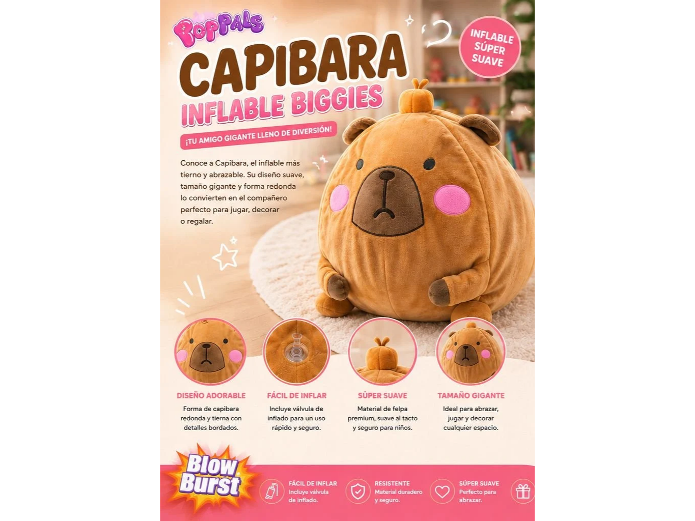 Peluche inflable pelota forma capibara