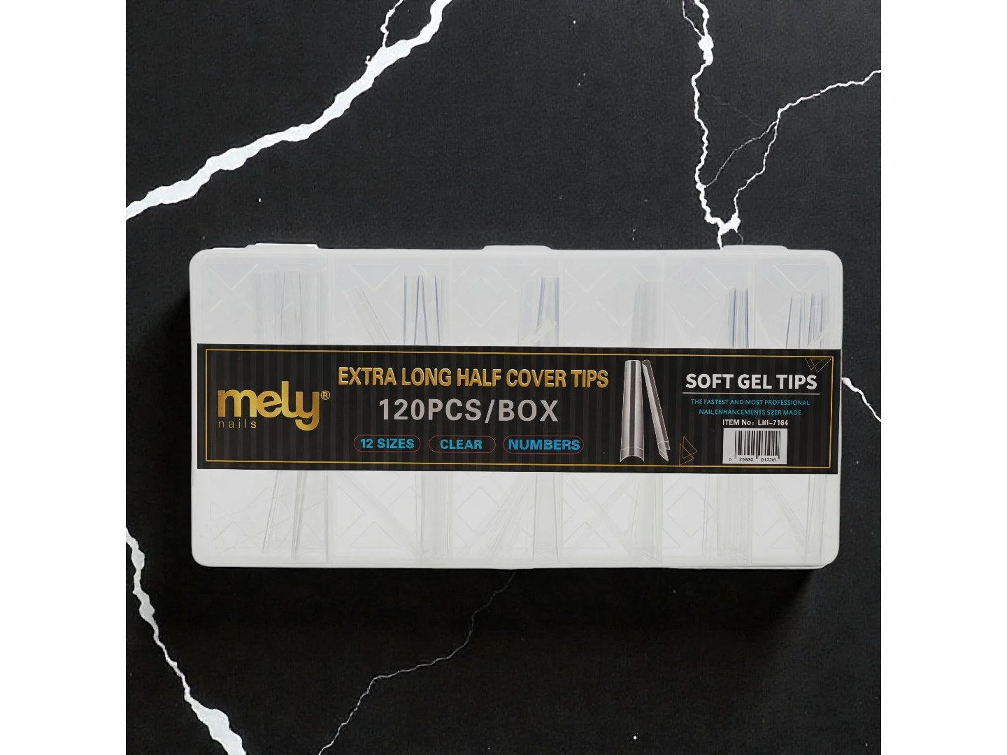 TIPS SOFT GEL TRANSPARENTES COFFIN EXTRA LARGE MELY - X120 TIPS