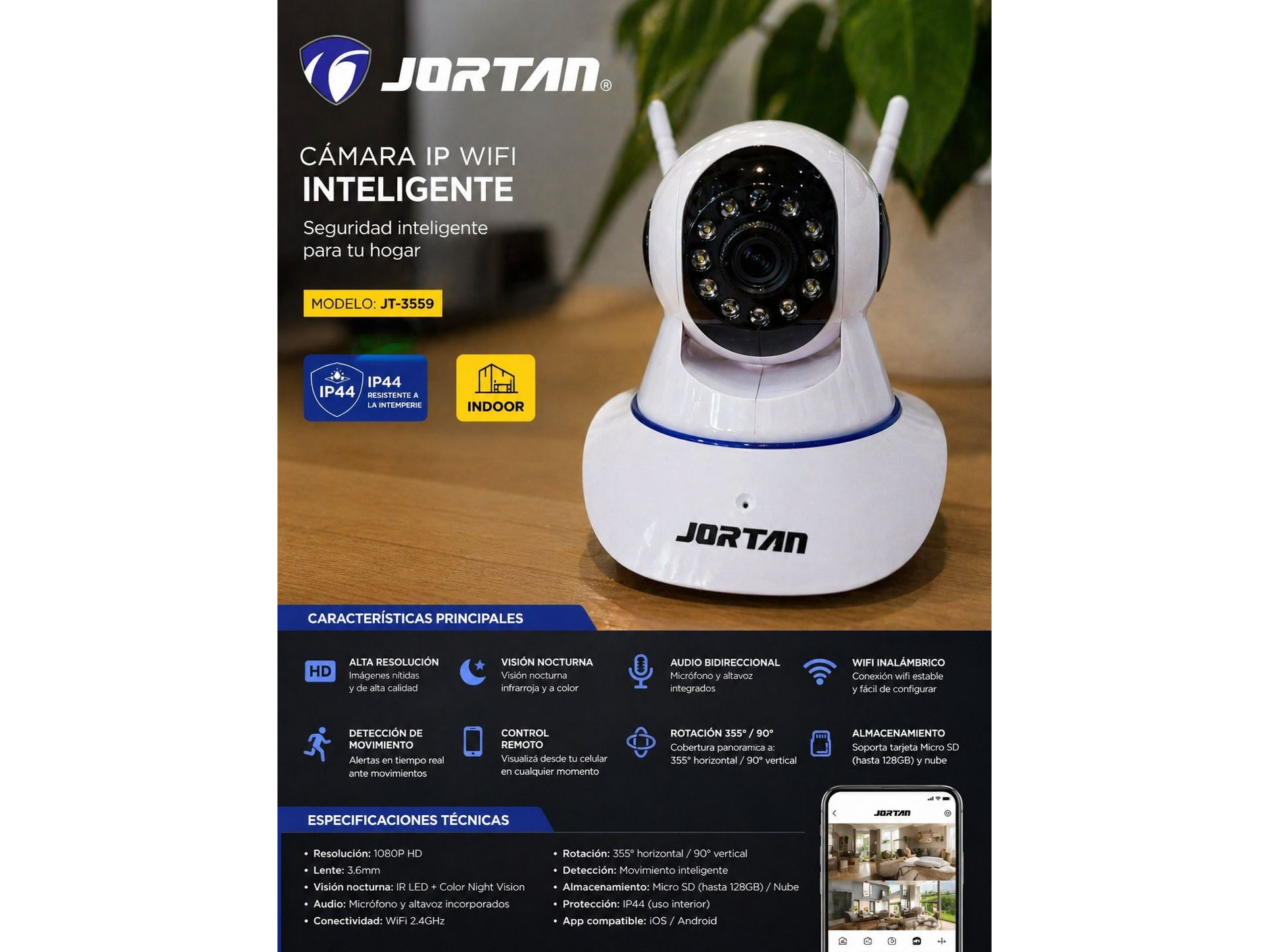 Cámara Wifi Jortan Inteligente