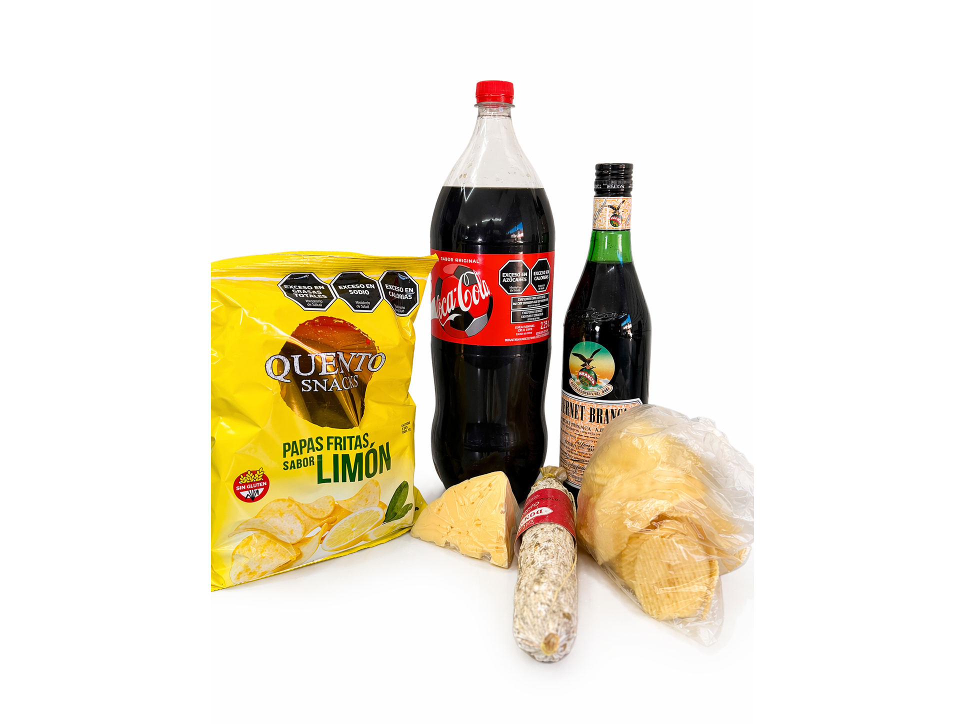PICADA TRANQUI🧀  Fernet 750 + coca descartable 2.25 + 1 papas Quento +100g queso Holanda + 1 salame Oncativo + 100g papas sueltas