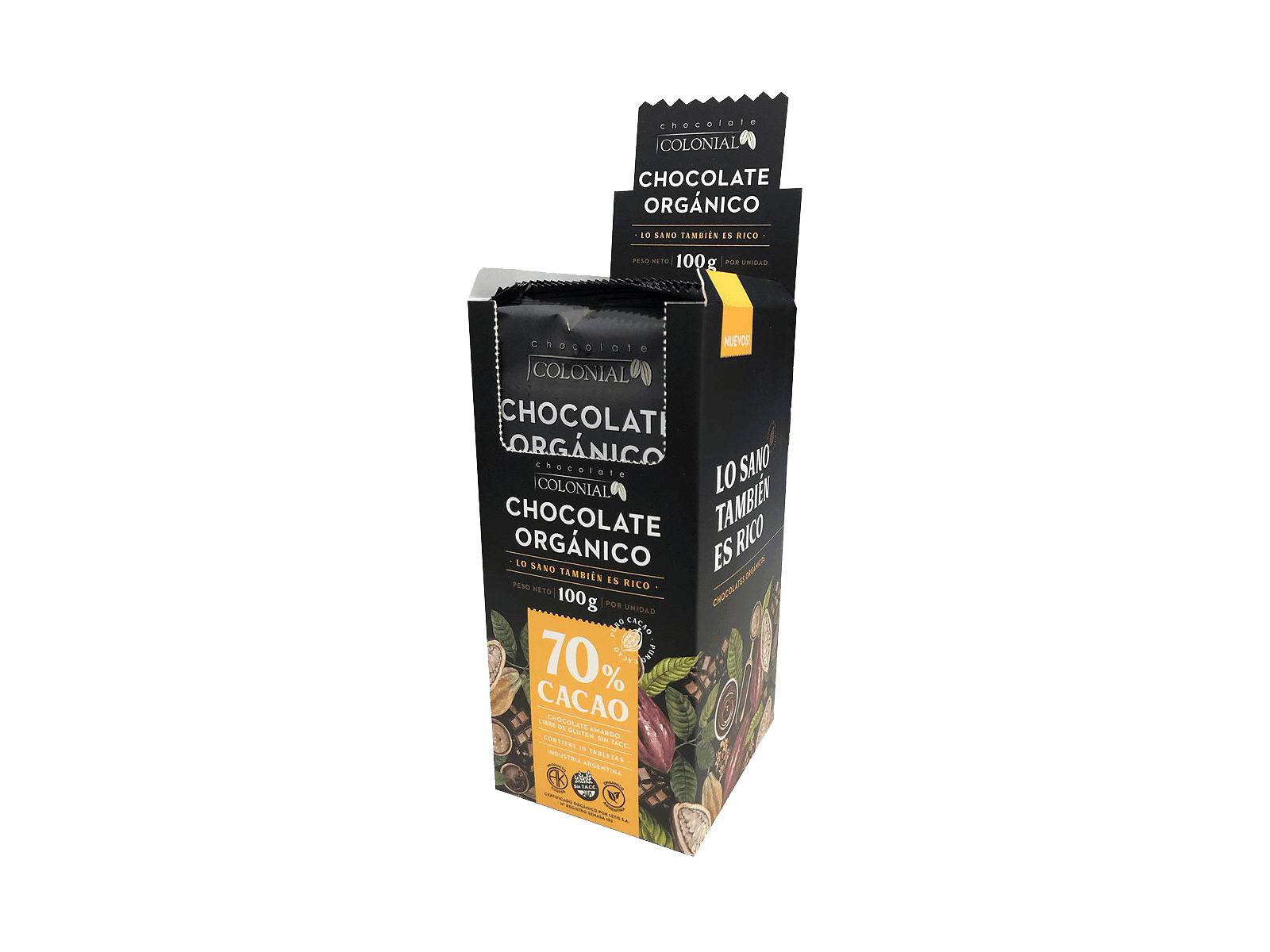 Chocolate organico 70% cacao x 100 gr