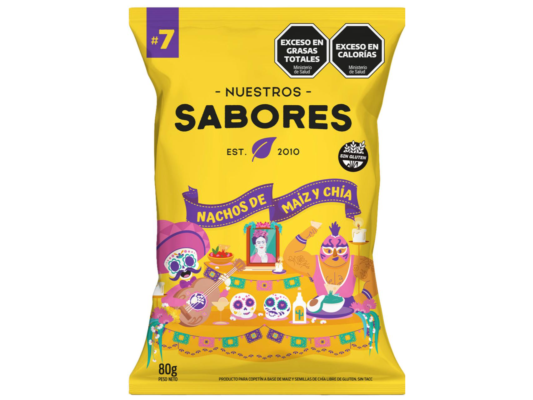 Nuestros Sabores Nachos de Maíz y Chía 80g.