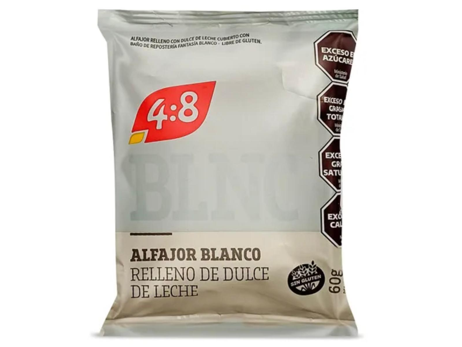 4:8 Alfajor Blanco con  Dulce de Leche 60g. x 12u
