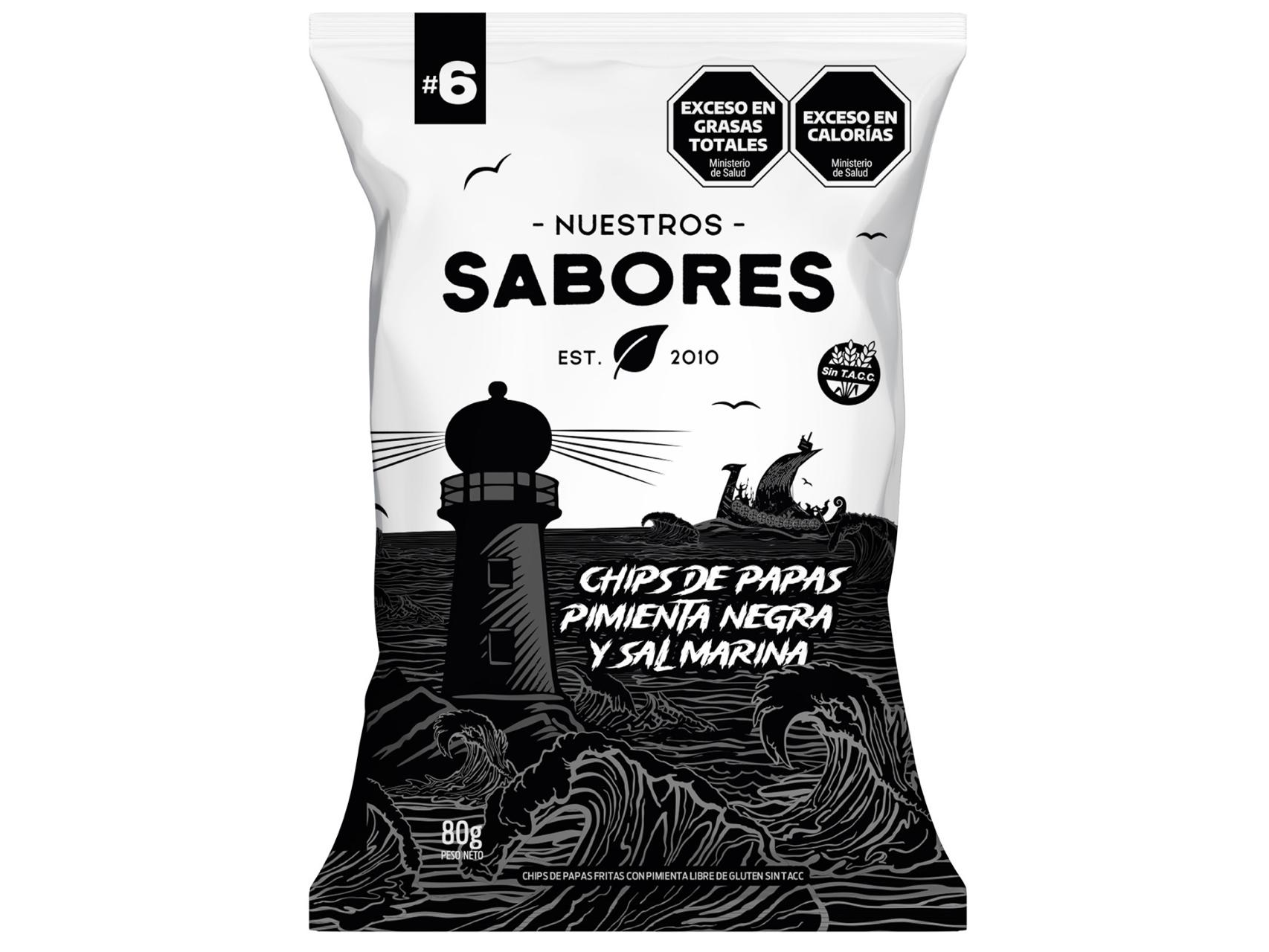 Nuestros Sabores Papas Pmienta Negra 80g.