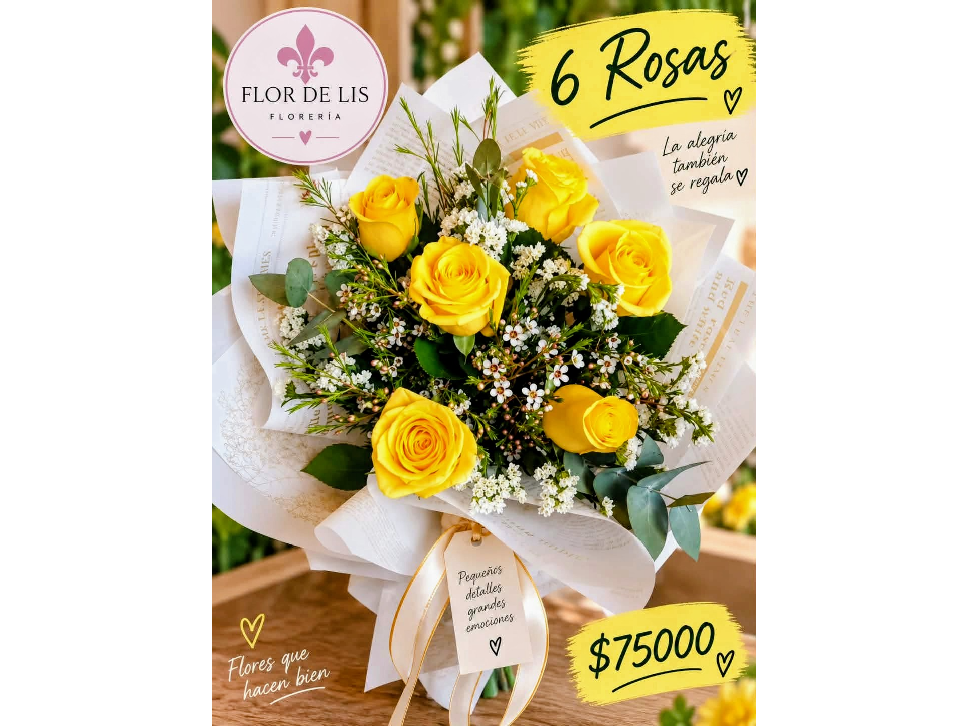 6 ROSAS AMARILLAS