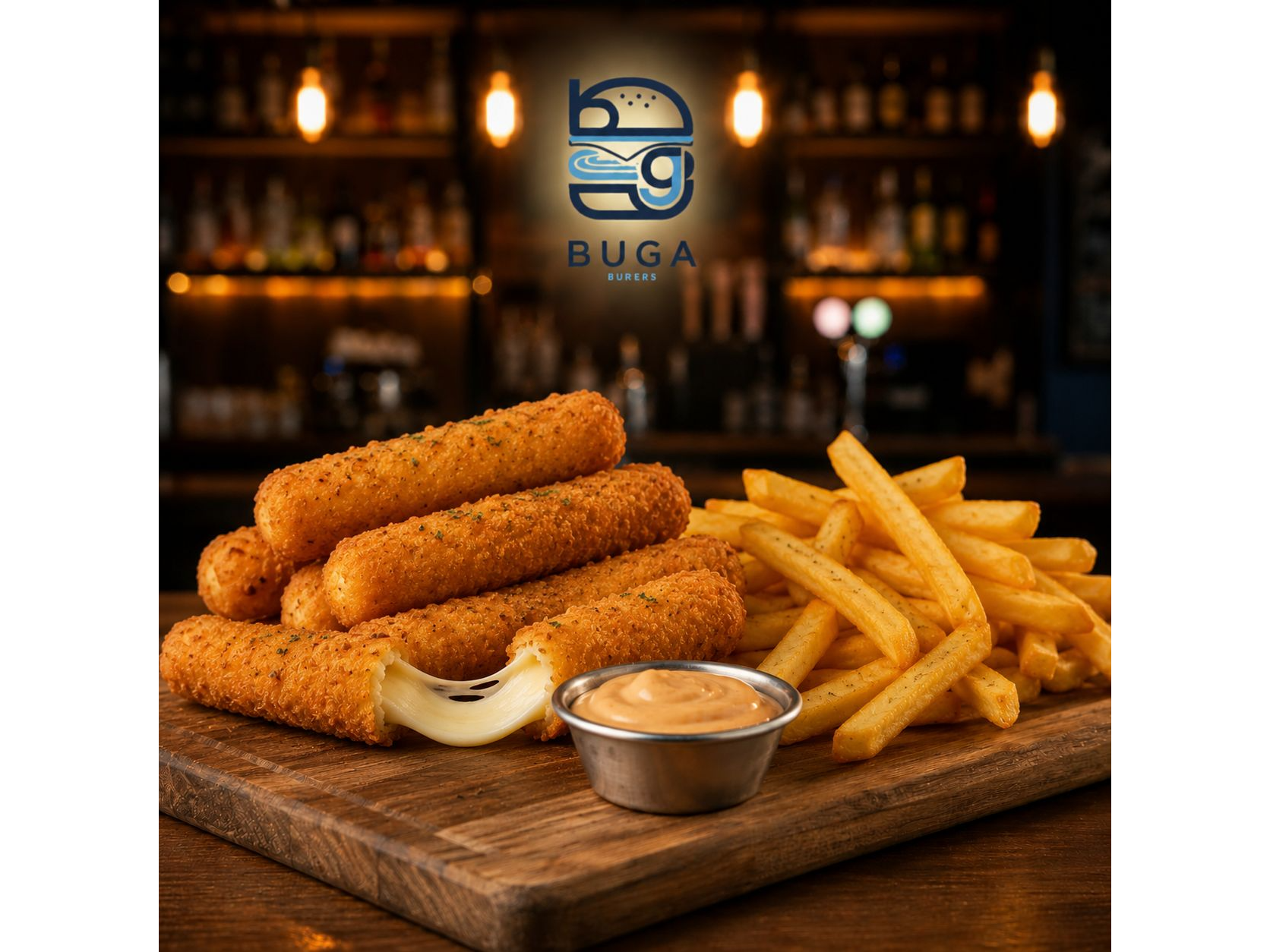 BASTONES DE MUZZARELLA + PAPAS FRITAS