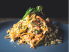 Wok de vegetales y arroz sin carne