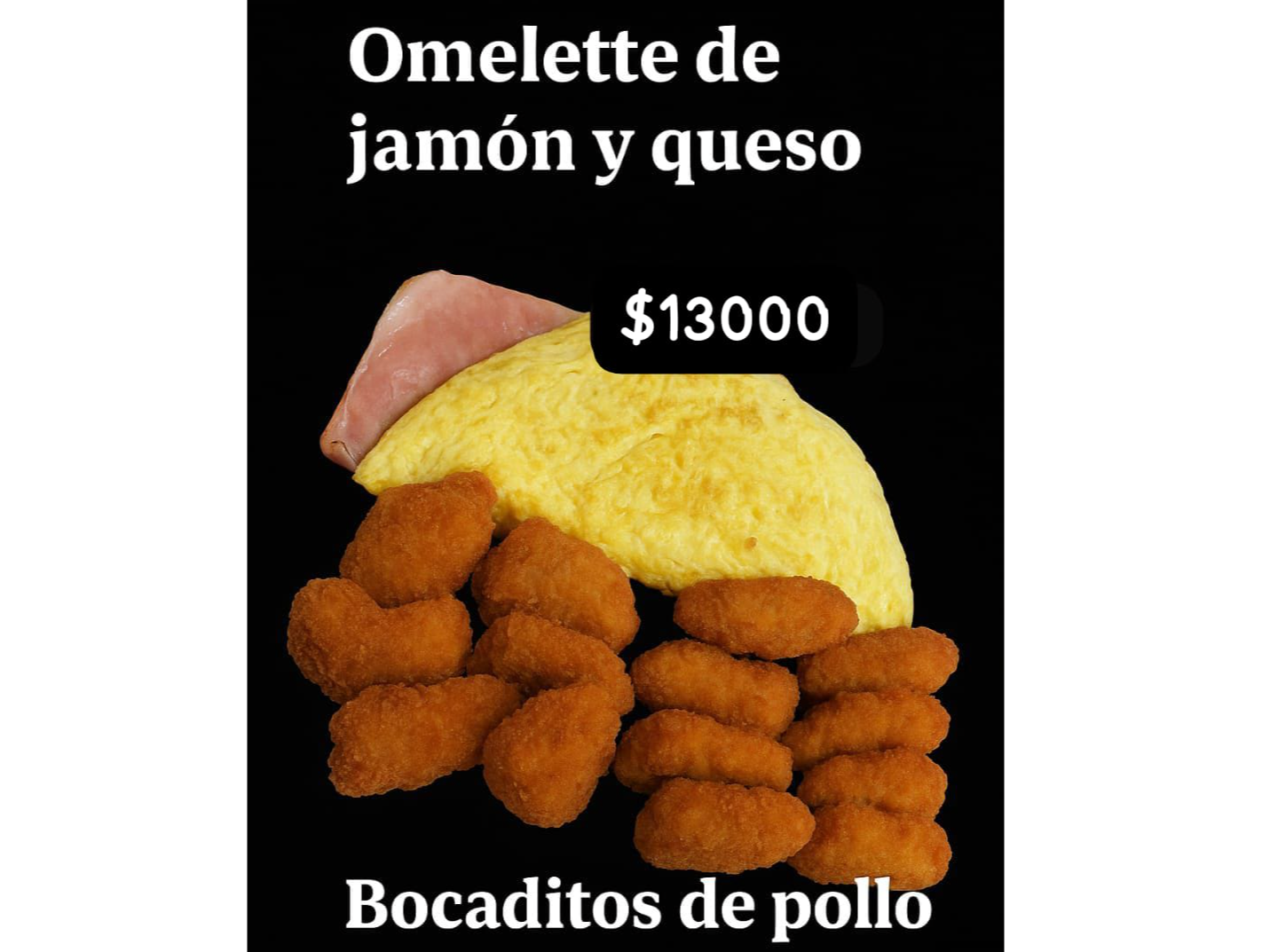 Omelette con bocaditos de pollo