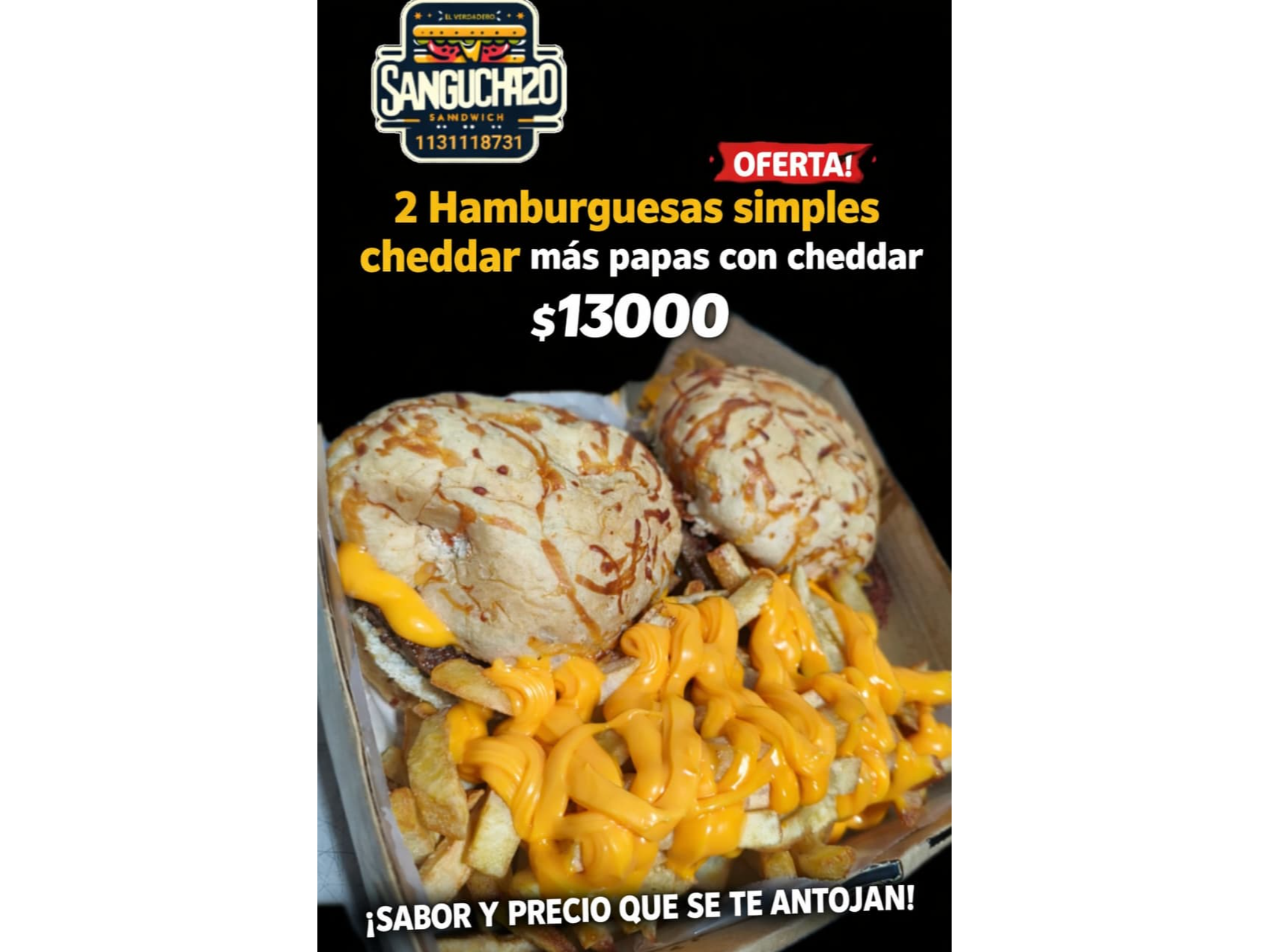 2 simples cheddar con papas con cheddar