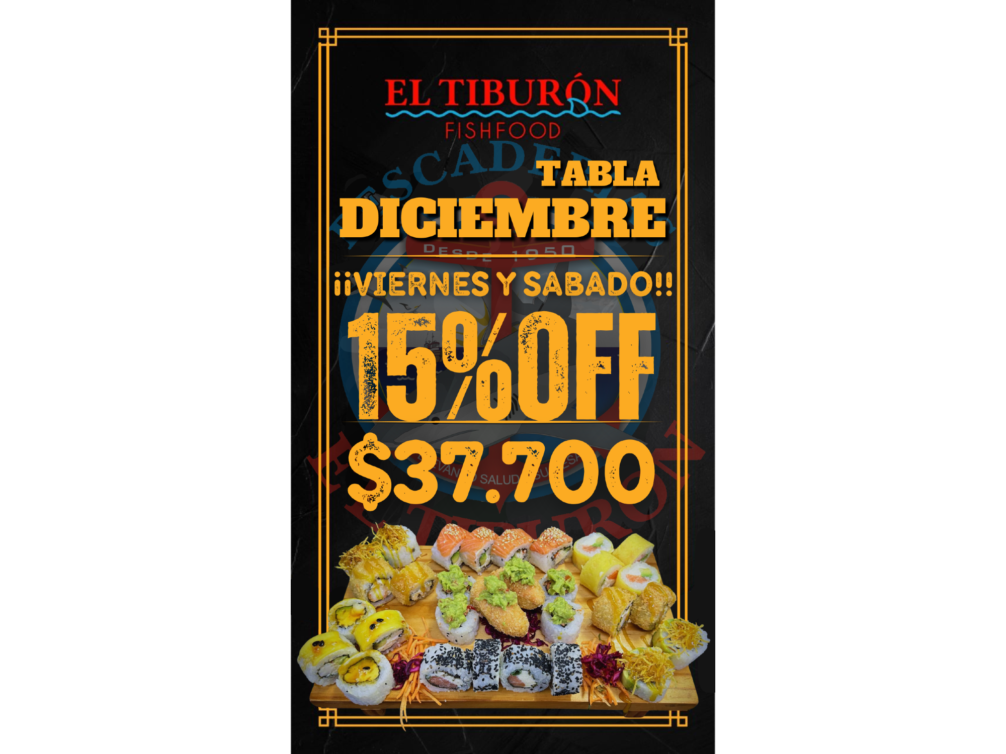 (301)PROMO TABLA DICIEMBRE VIERNES Y SABADO
