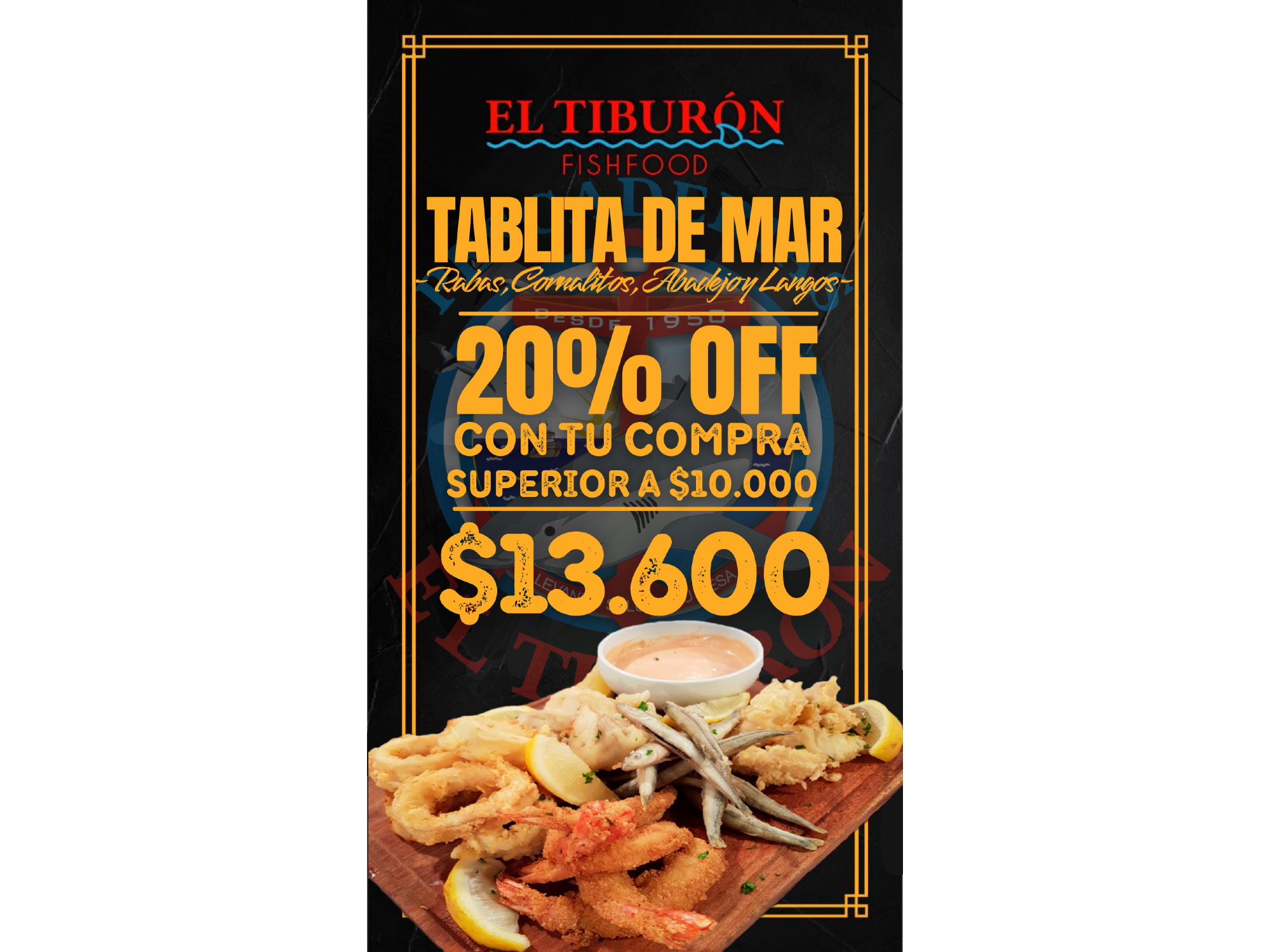 (303) PROMO TABLITA DE MAR (c/compra sup. a $10000)