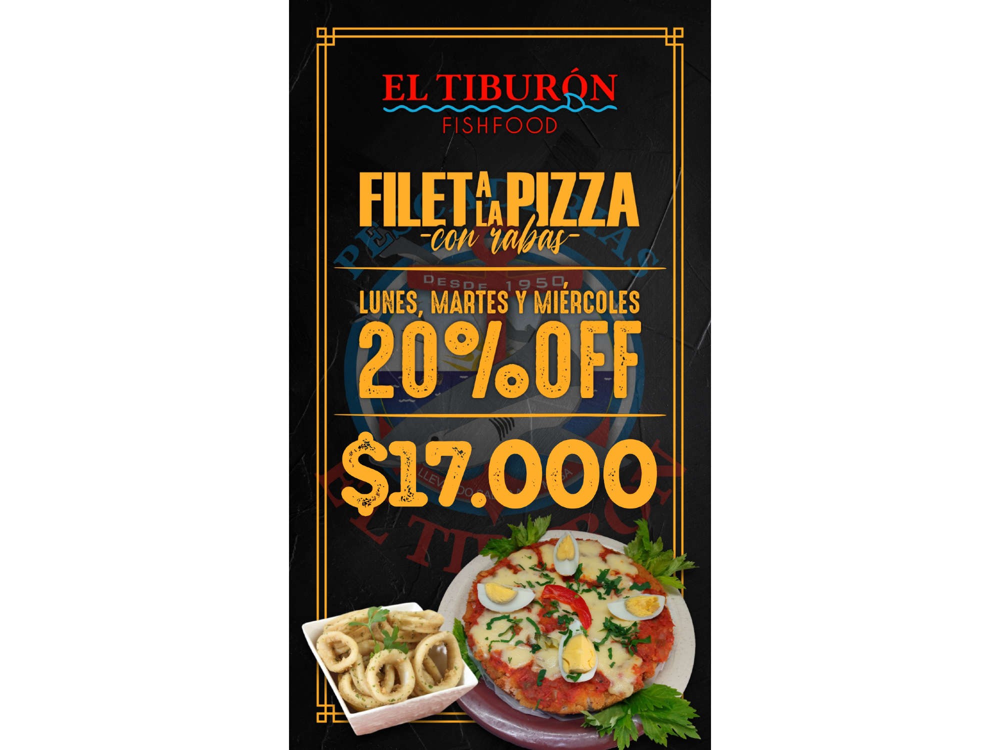 PROMO    Filet a la Pizza   ( lunes, martes , miercoles)