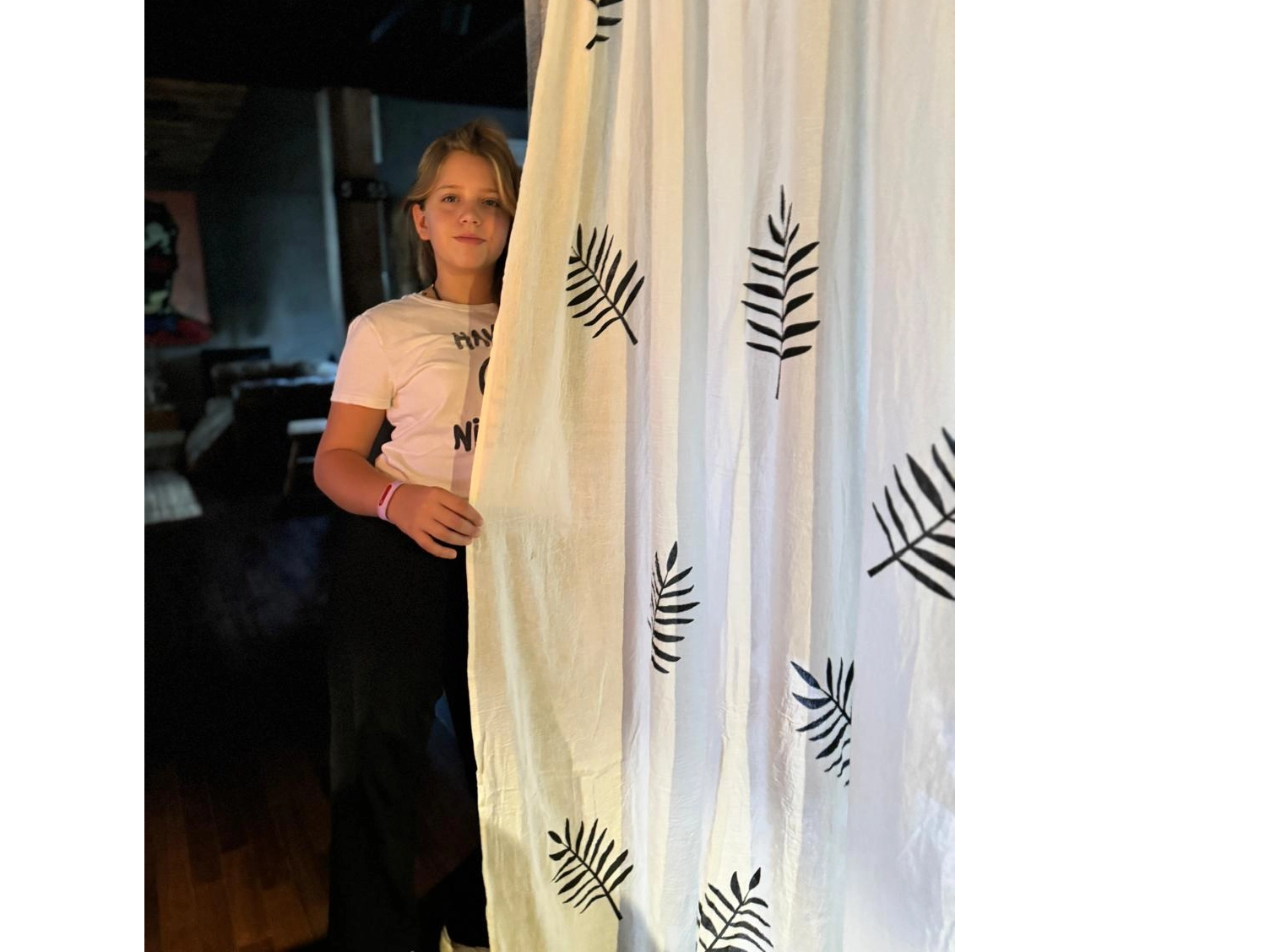 Cortina de gasa de algodón estampada Vida