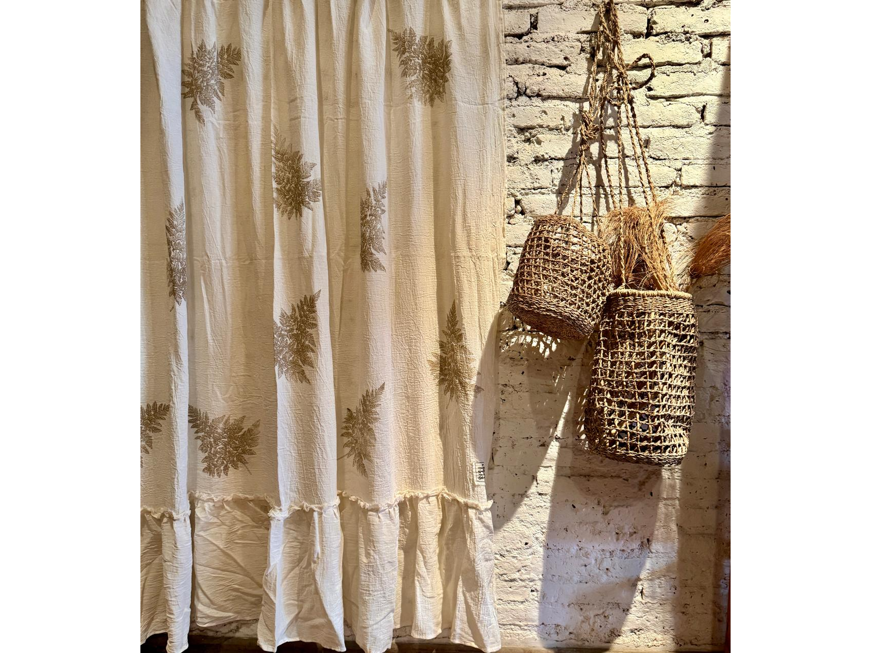 Cortina baño gasa estampada Bosque con volado 1.80 x 1.80 mt gasa algodon 100%