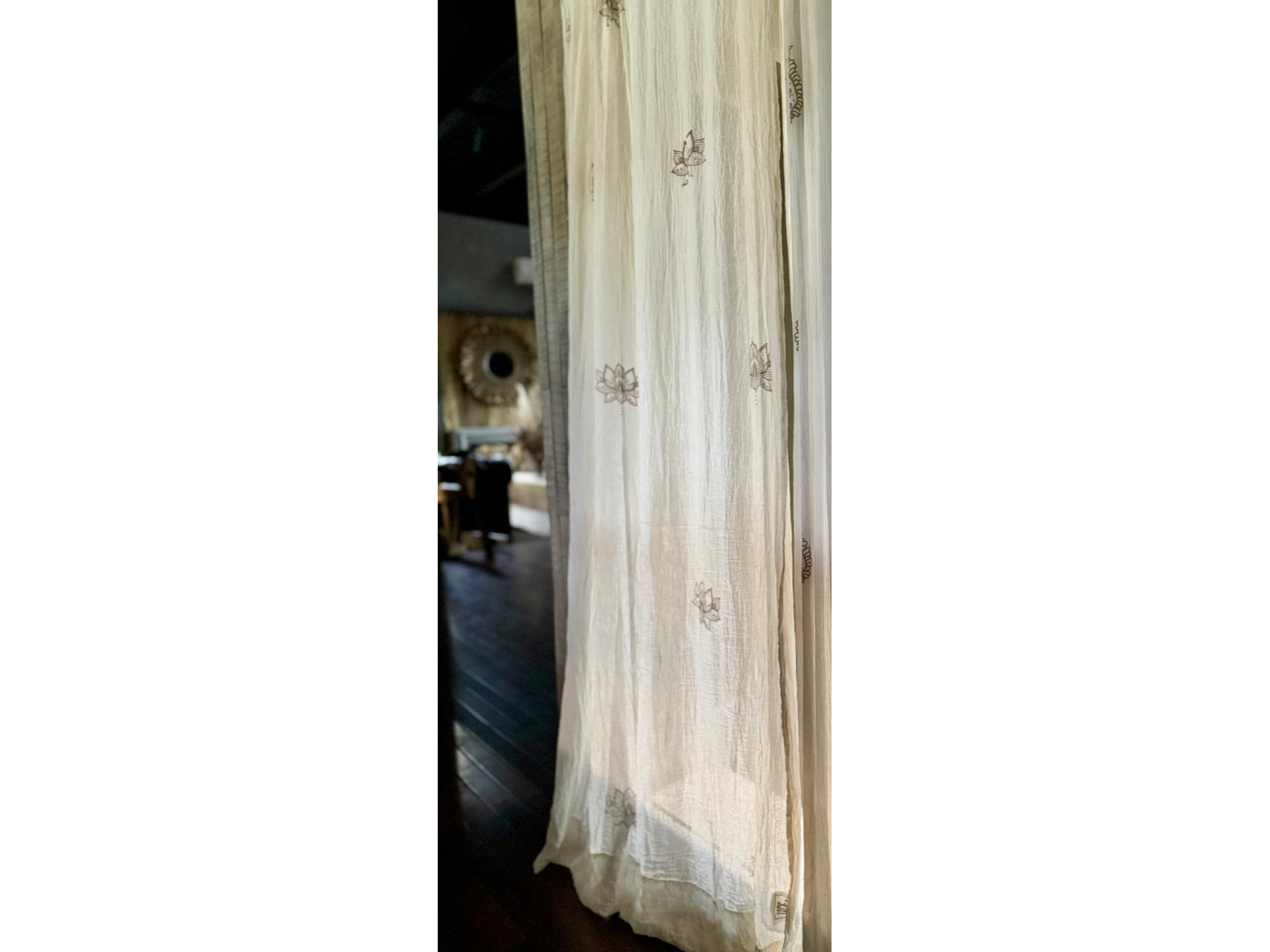 Cortina de gasa 100% algodon Flor de Loto