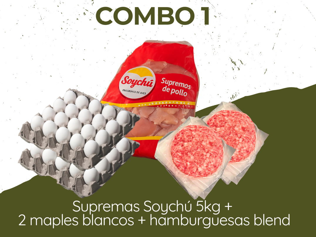 COMBO 1 (Supremas Soychu 5kg +2 maples BLANCOS + hamburguesas BLEND)