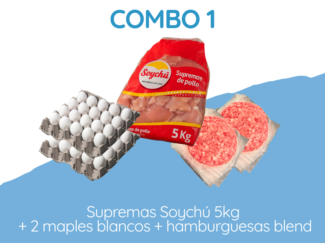 COMBO 1 (Supremas Soychu 5kg +2 maples BLANCOS + hamburguesas BLEND)
