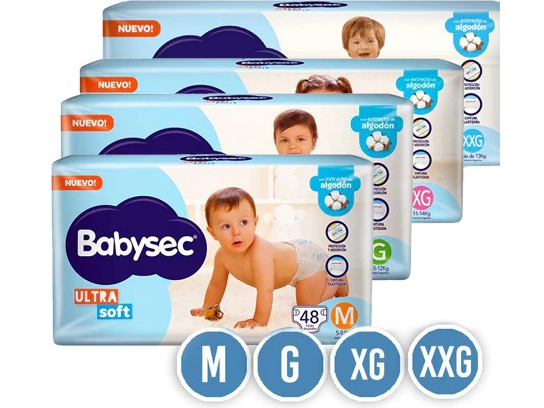 Babysec ultrasoft hiperpack de Pañalera Copito