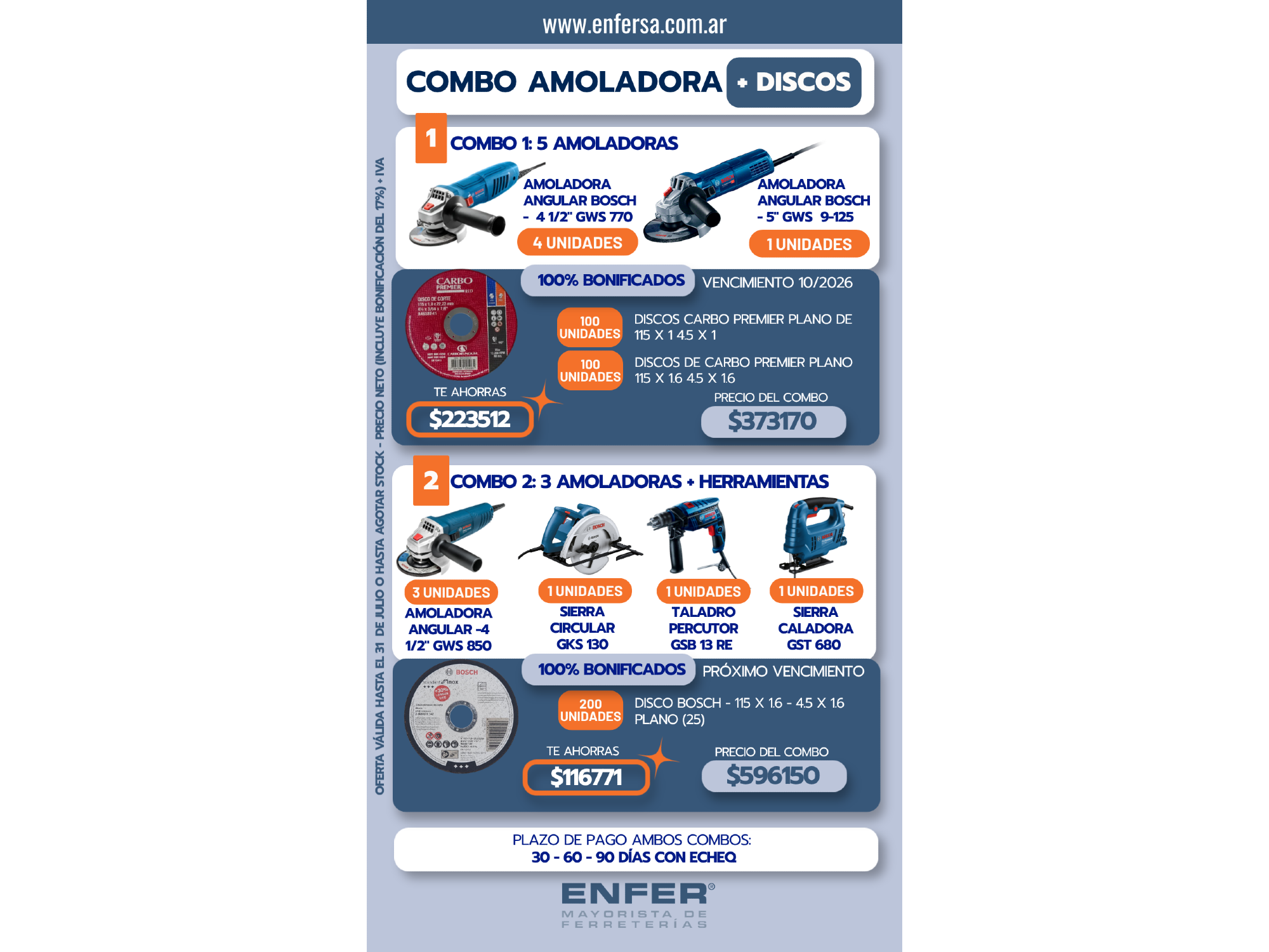 COMBO AMOLADORAS + DISCOS