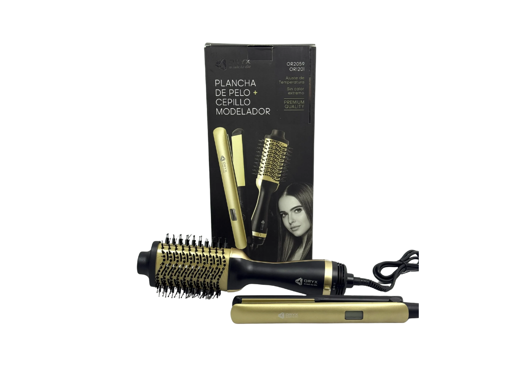 Plancha p/ pelo + cepillo modelador de Davsa