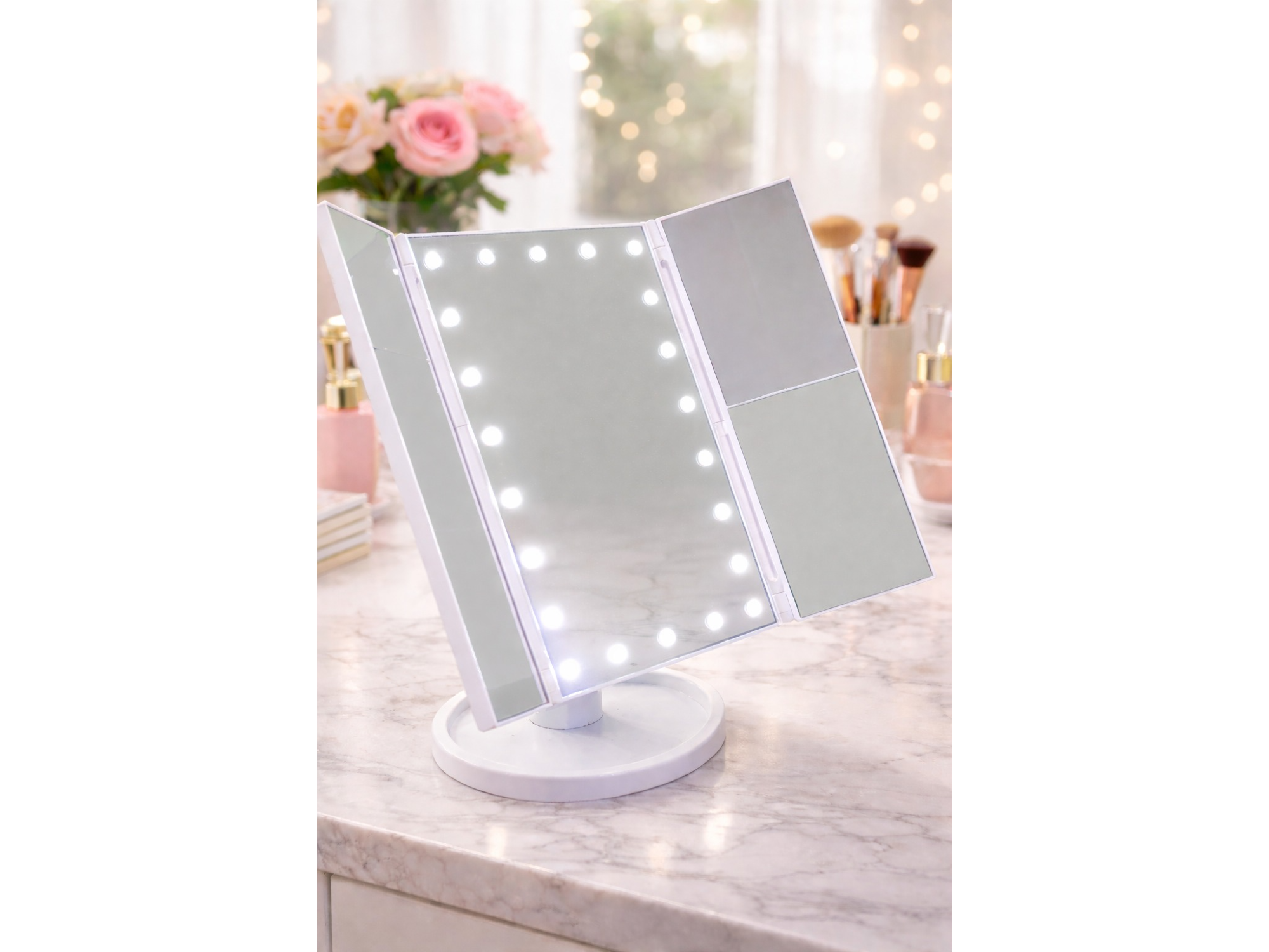 Espejo con Alas Plegables y Luz LED