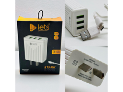 🔌 Cargador Rápido LETS STARK con 3 Puertos USB + Cable Tipo C ⚡