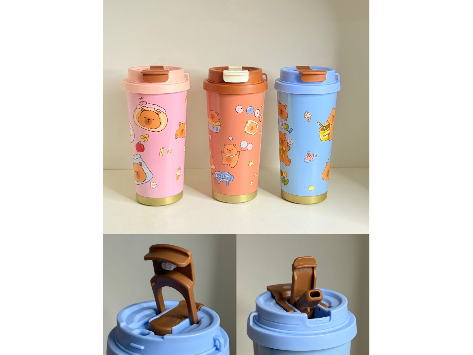 *🐻Vaso térmico capibara con tapa retráctil – 500 ml🐻*