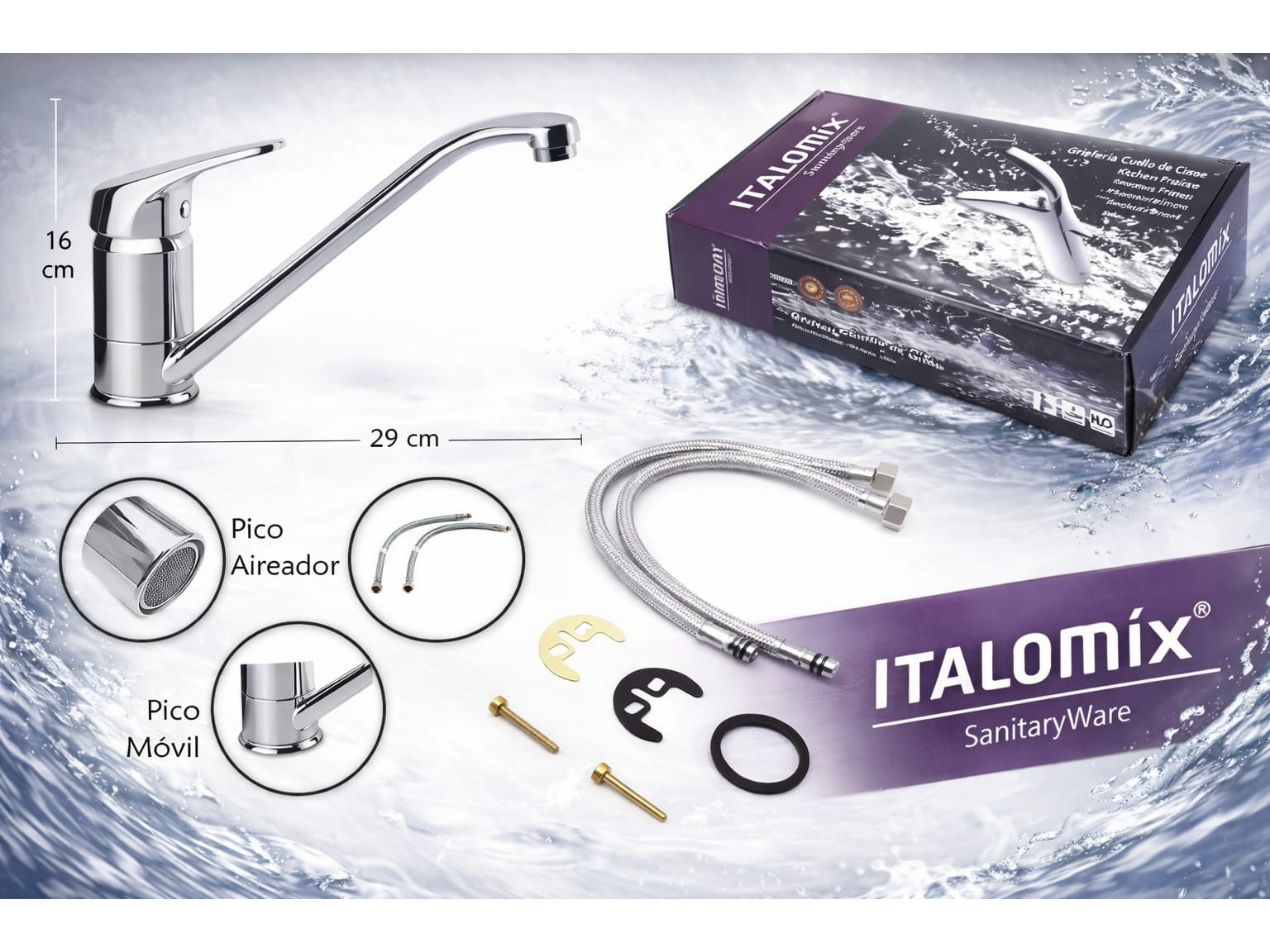 ✨Grifería Monocomando Italomix – Cuello de Cisne✨