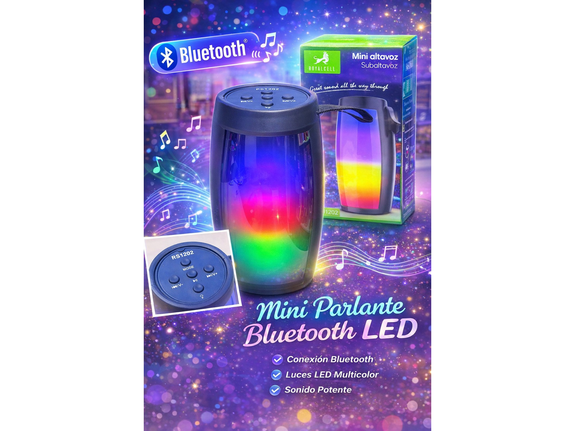 Mini Parlante Bluetooth con Luz RGB – Royalcell