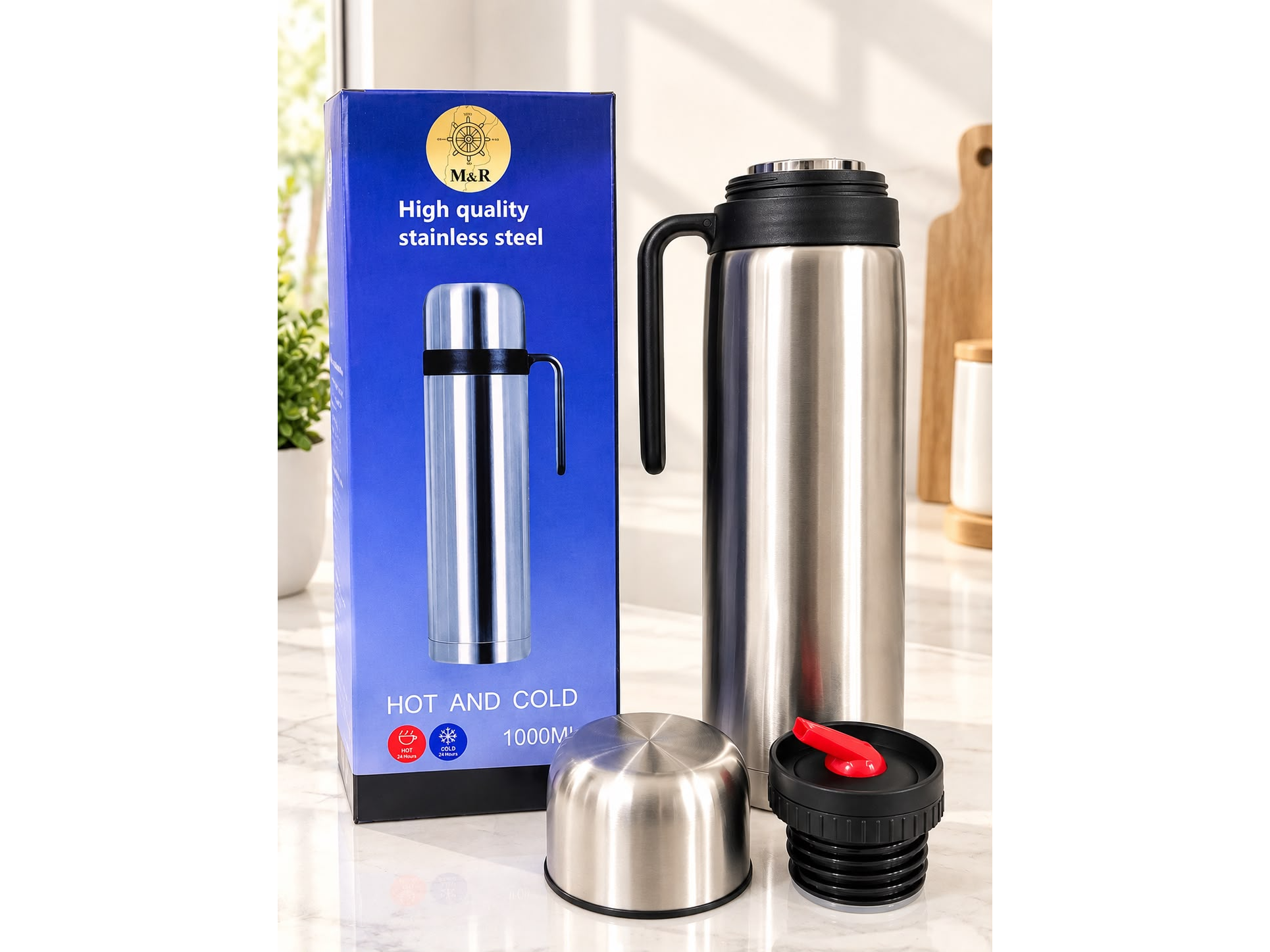 Termo media manija cromado de Acero Inoxidable 1000 ml
