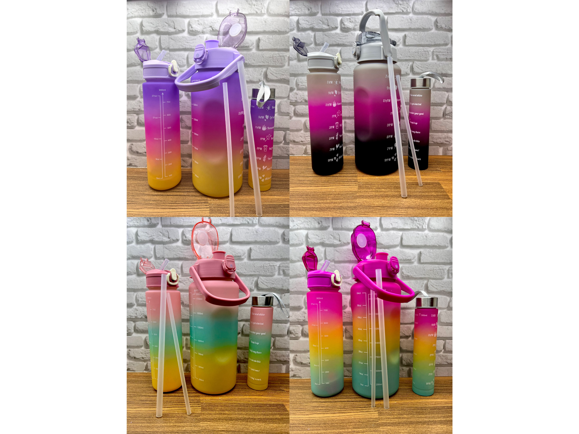 💧Botellas Motivacionales – Set 3 en 1🌈✨ Cod: D263364