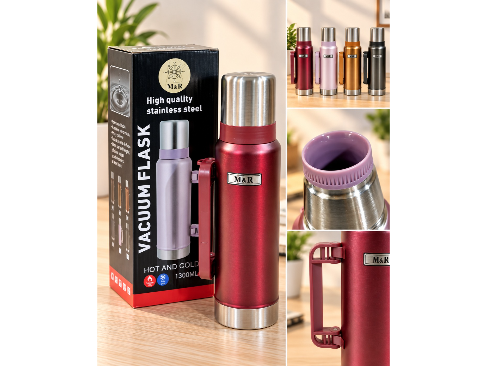 🧉 TERMO M&R 1.3 L – ACERO INOXIDABLE 🧉