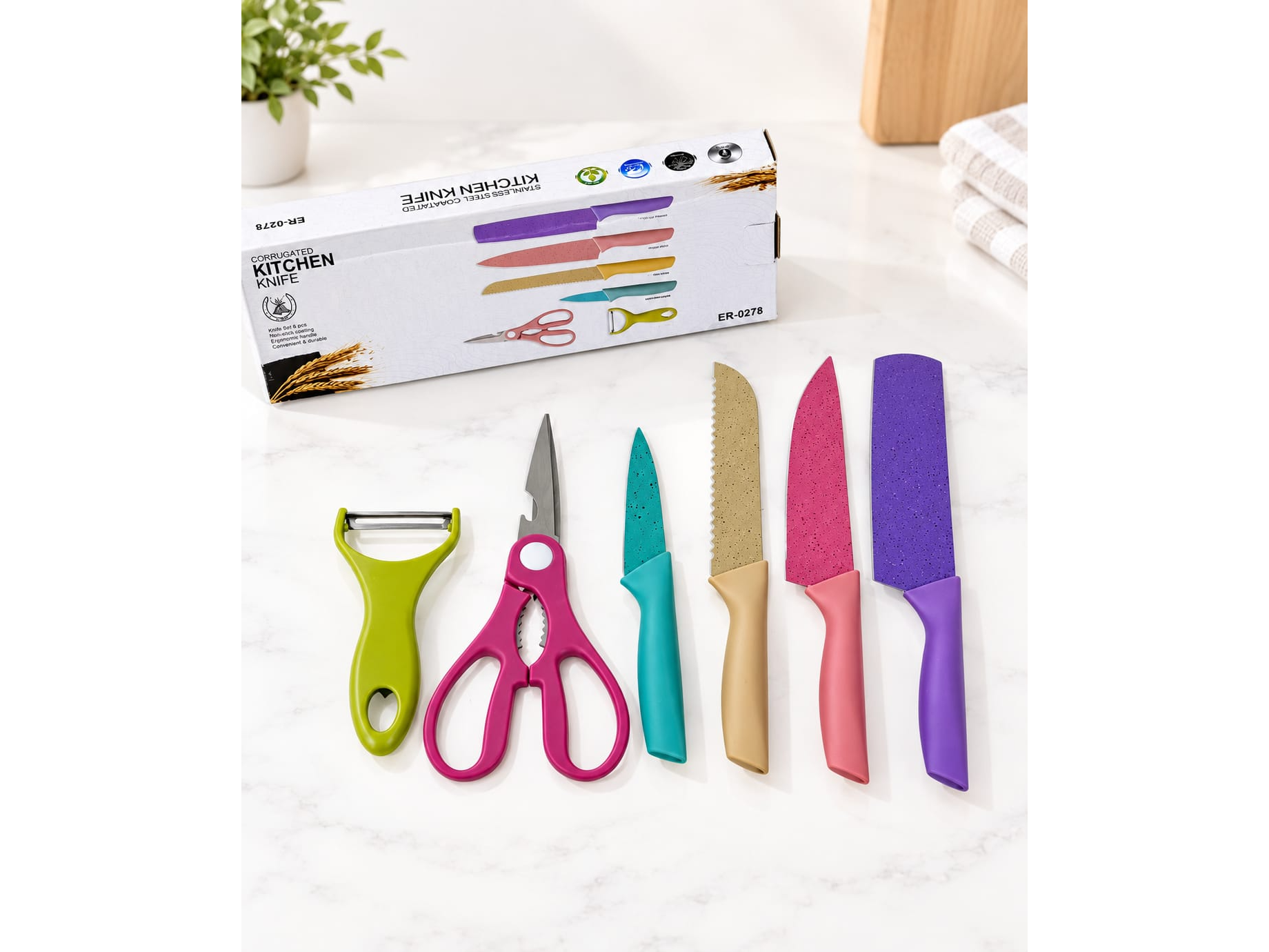 🔪SET DE CUCHILLOS Y UTENSILIOS DE COCINA – 6 PIEZAS🔪 📌Cod: ER-0278