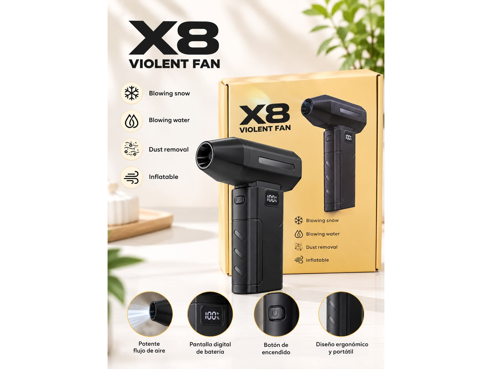🌪️Mini Soplador de Aire X8 – Violent Fan🌪️