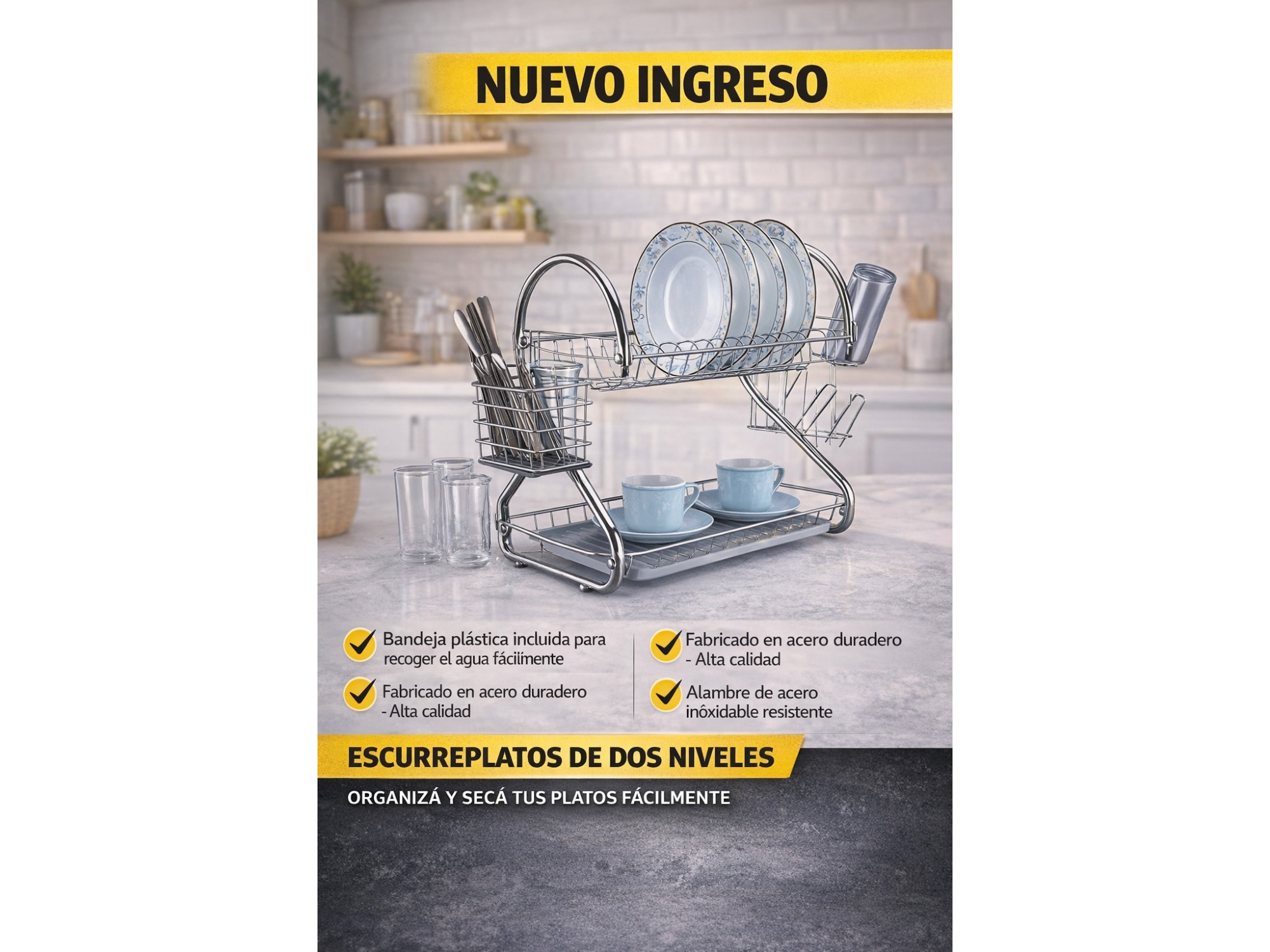 ESCURRiDOR DE PLATOS DE 2 NIVELES