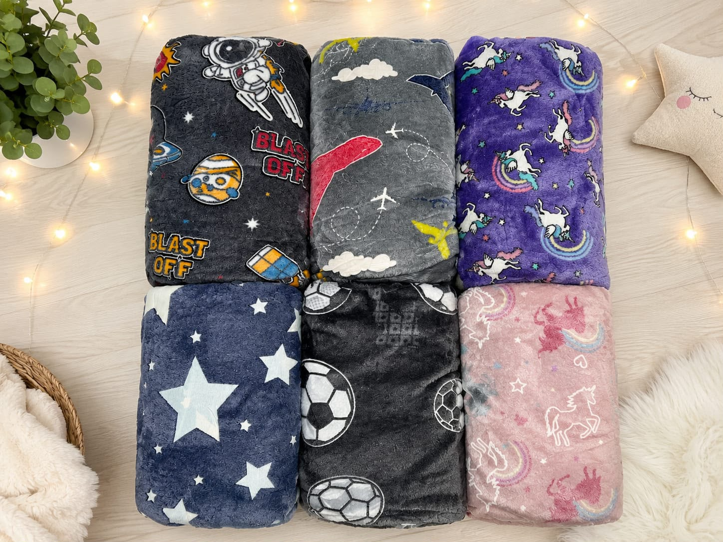 🌙🦄🚀✨Mantitas Luminosas Infantiles – Súper Suaves✨🌙🦄🚀