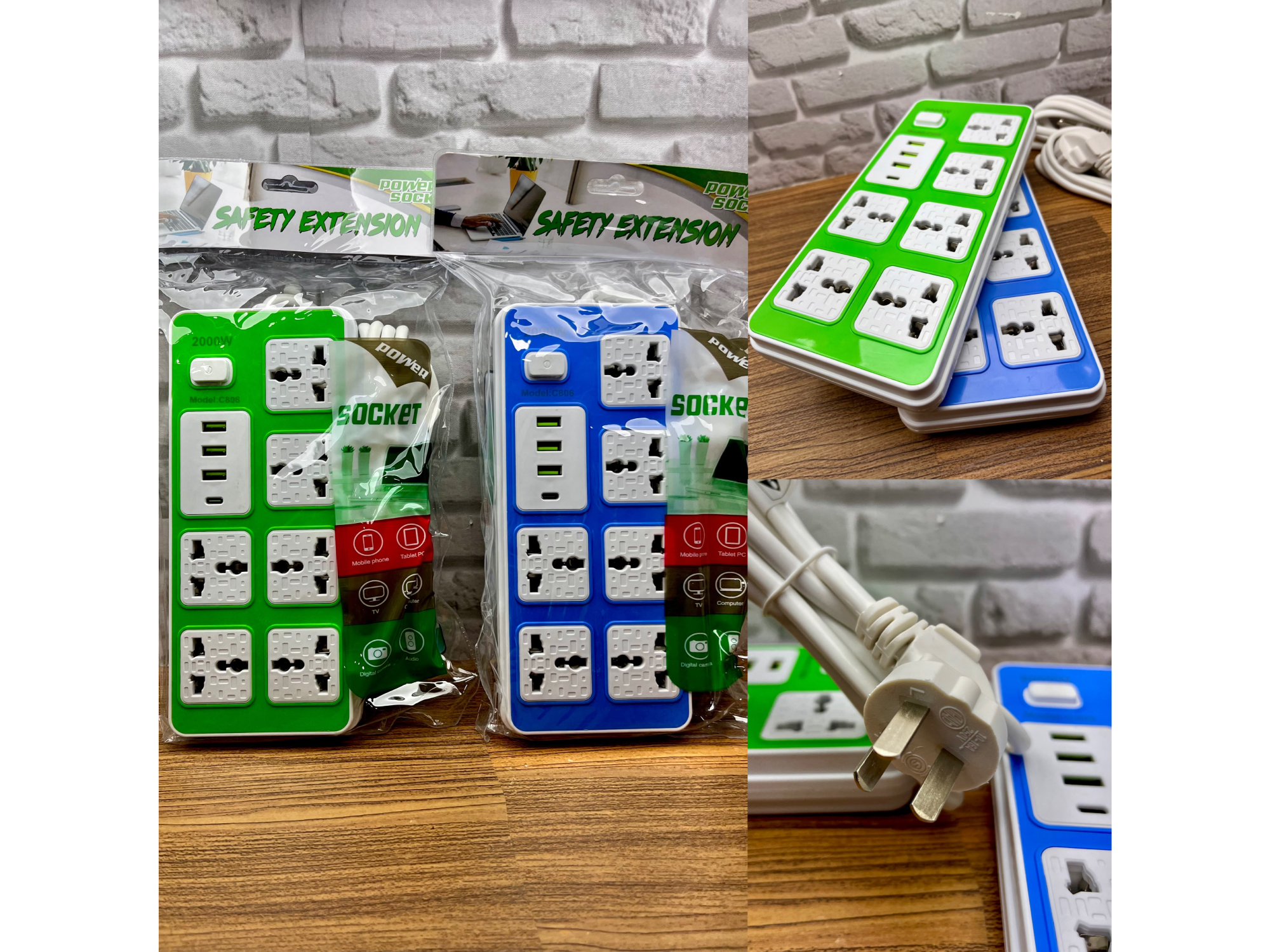 🔌Alargador Múltiple con USB y USB-C⚡ Cod: C806