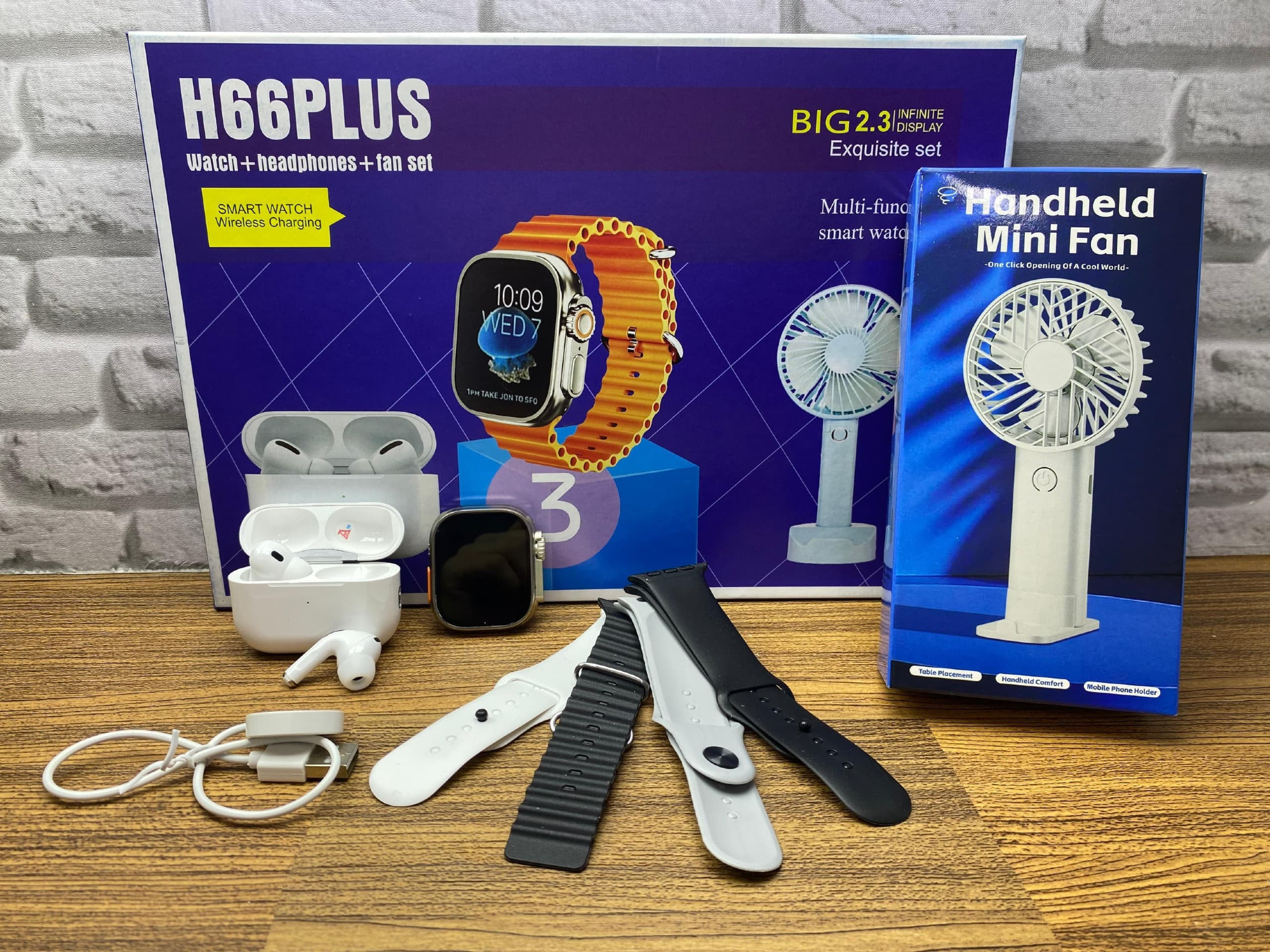 ⌚🎧🌬️KIT SMARTWATCH H66 PLUS + AURICULARES + VENTILADOR PORTÁTIL⌚🎧🌬️