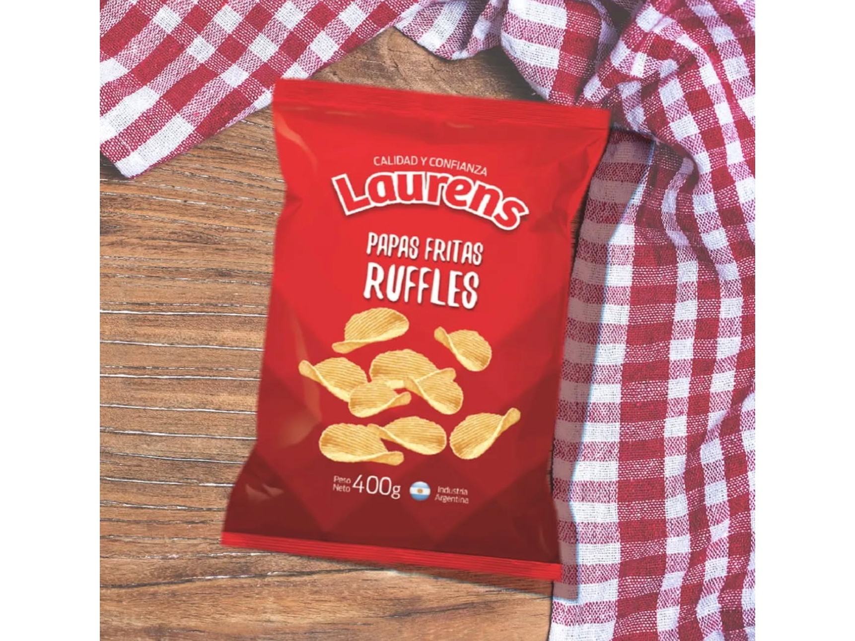 Papas ruffles Laurens x 800 gramos
