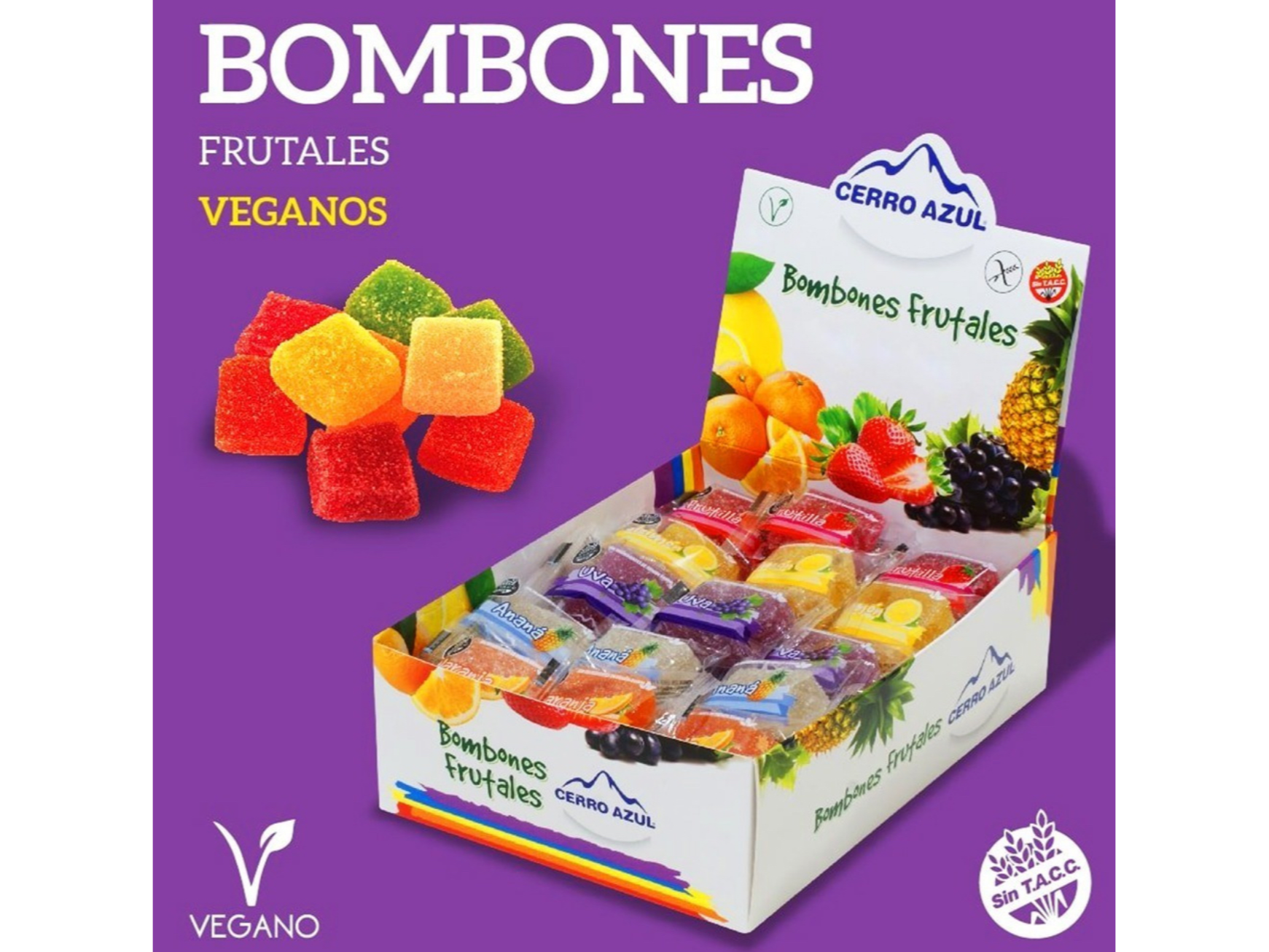 Bombones frutales Cerro Azul sin TACC x45 unidades